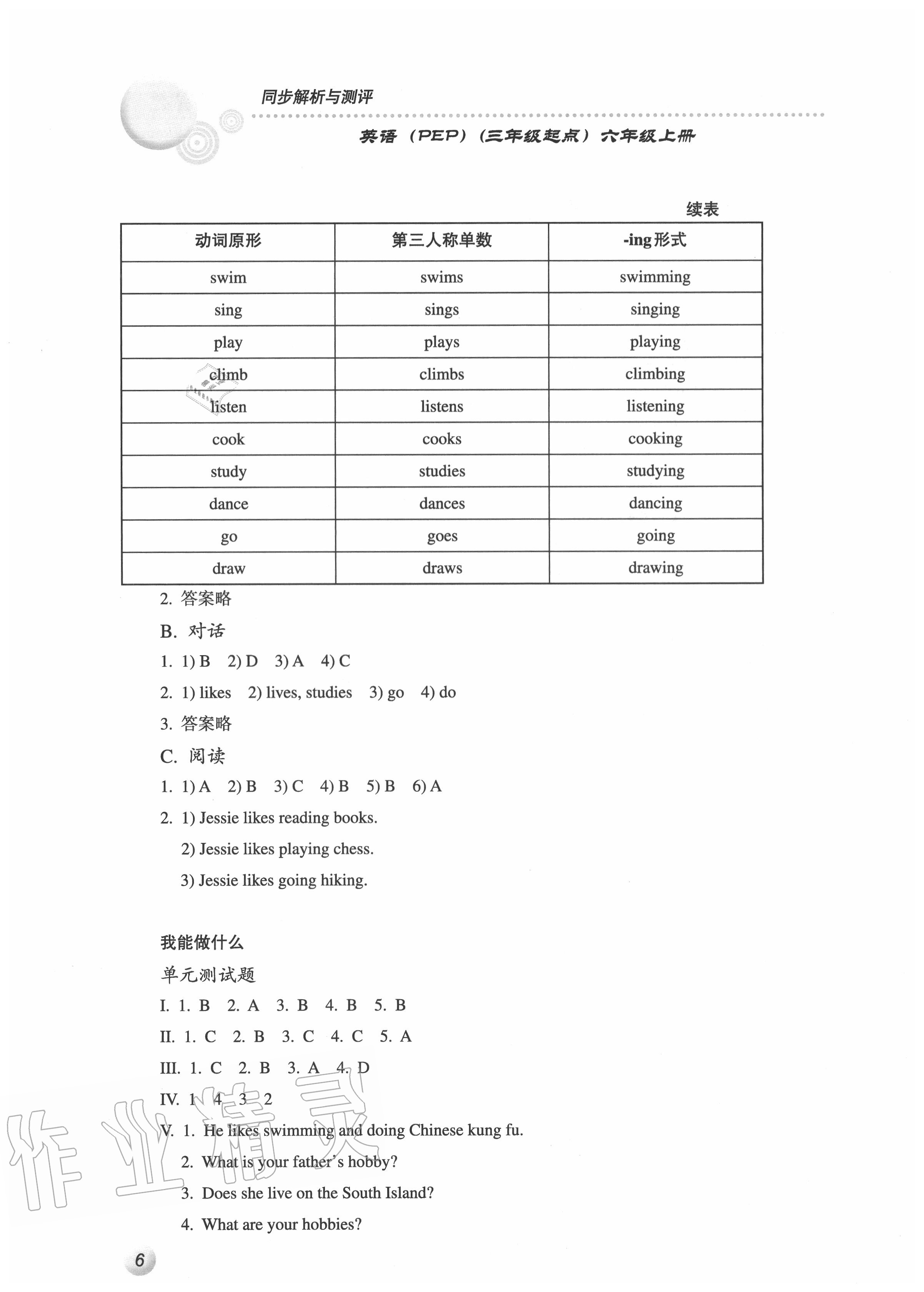 2020年人教金學典同步解析與測評六年級英語上冊人教PEP版 第6頁