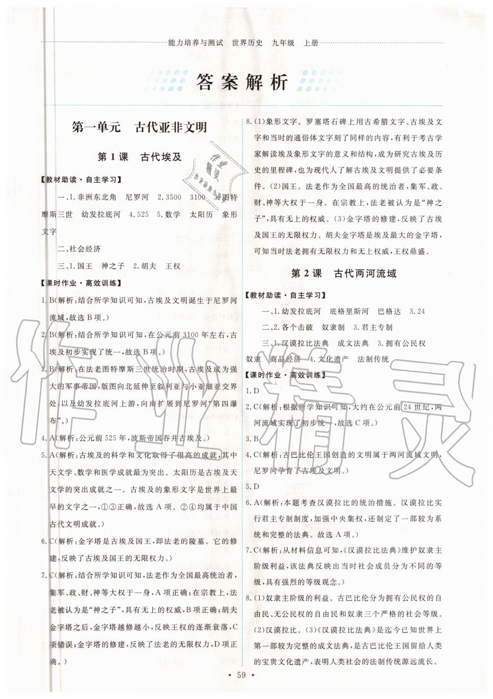 2020年能力培養(yǎng)與測(cè)試九年級(jí)世界歷史上冊(cè)人教版湖南專版 第1頁(yè)