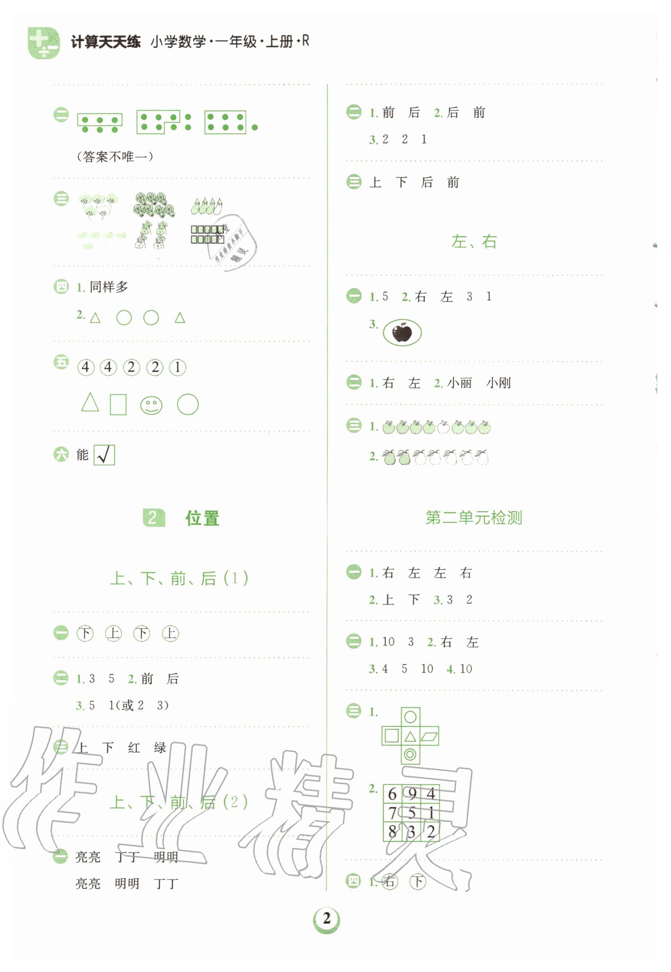 2020年金牛耳計算天天練小學數學一年級上冊人教版 第2頁