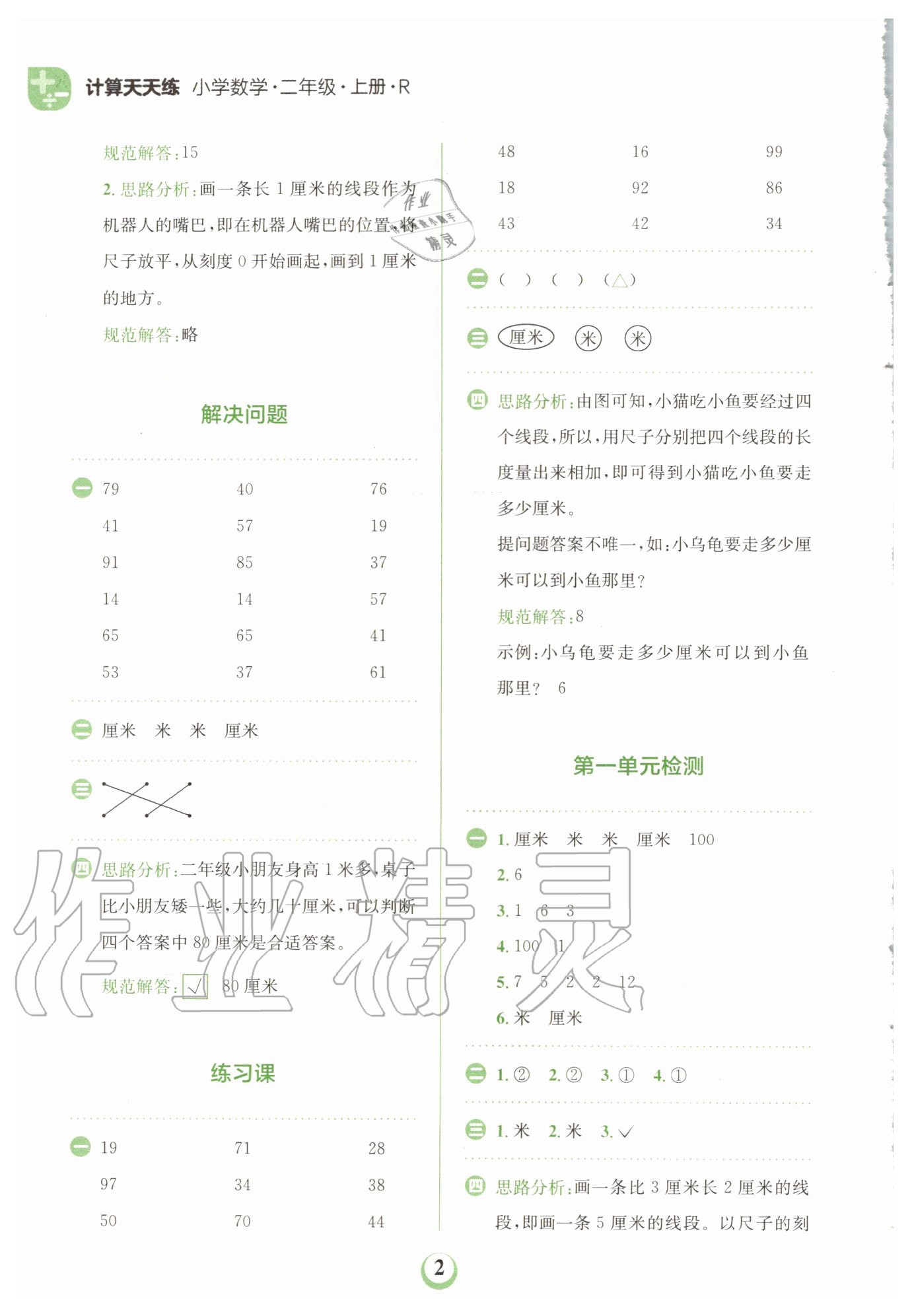 2020年金牛耳計(jì)算天天練小學(xué)數(shù)學(xué)二年級(jí)上冊(cè)人教版 第2頁(yè)
