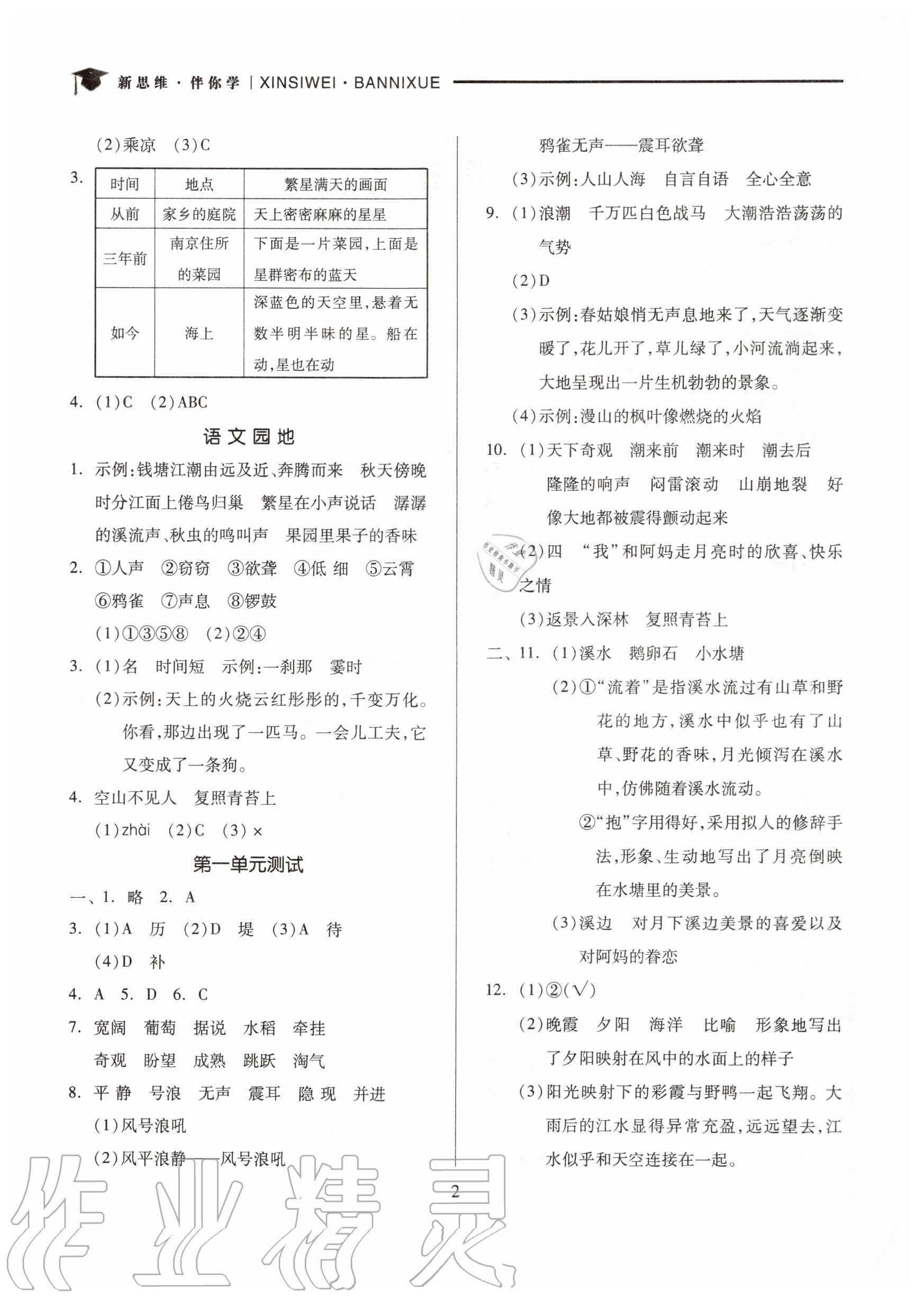 2020年新思維伴你學(xué)四年級語文上冊人教版 第2頁