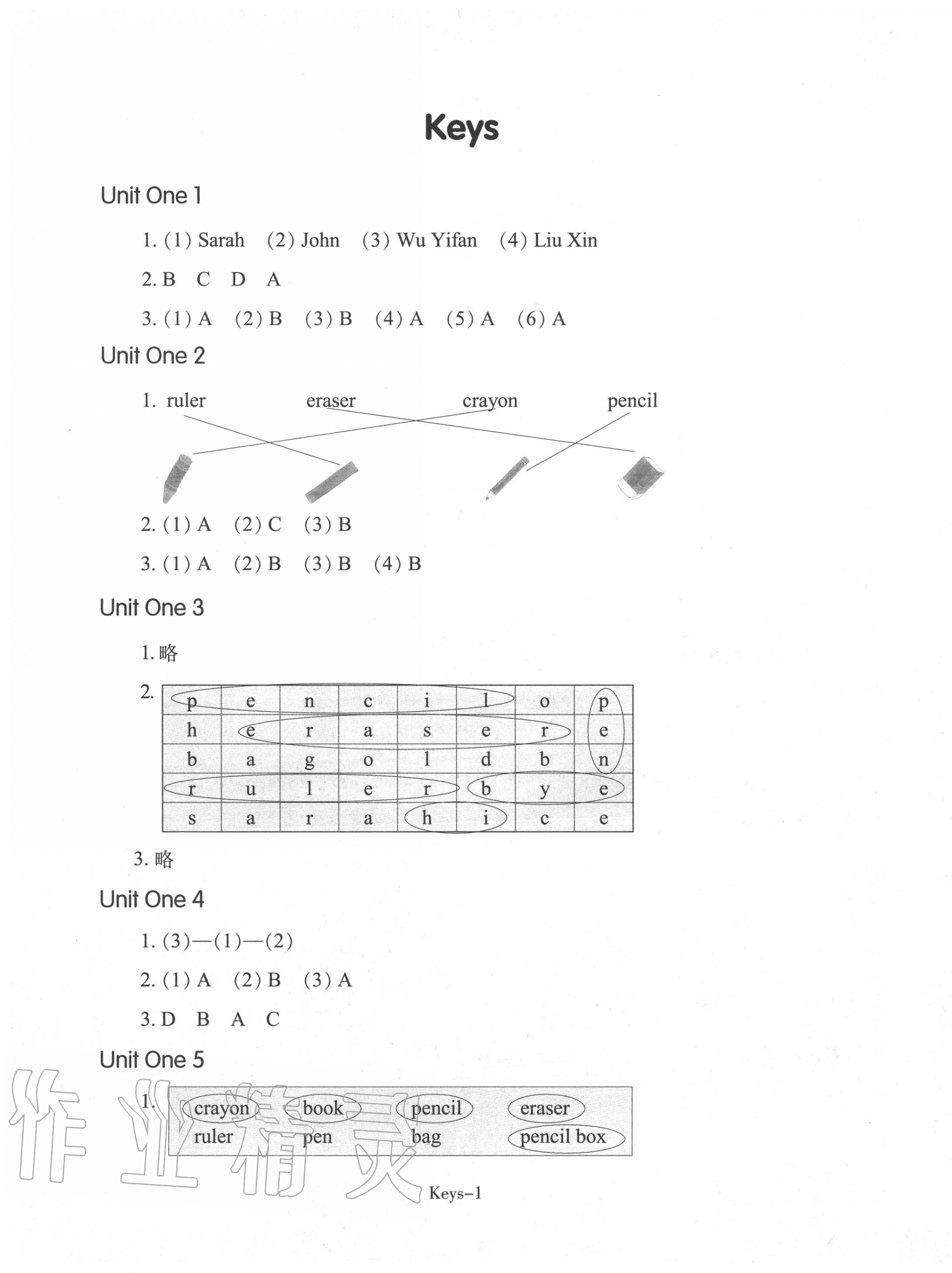 2020年每課一練三年小學(xué)英語(yǔ)上冊(cè)人教版浙江少年兒童出版社 參考答案第1頁(yè)