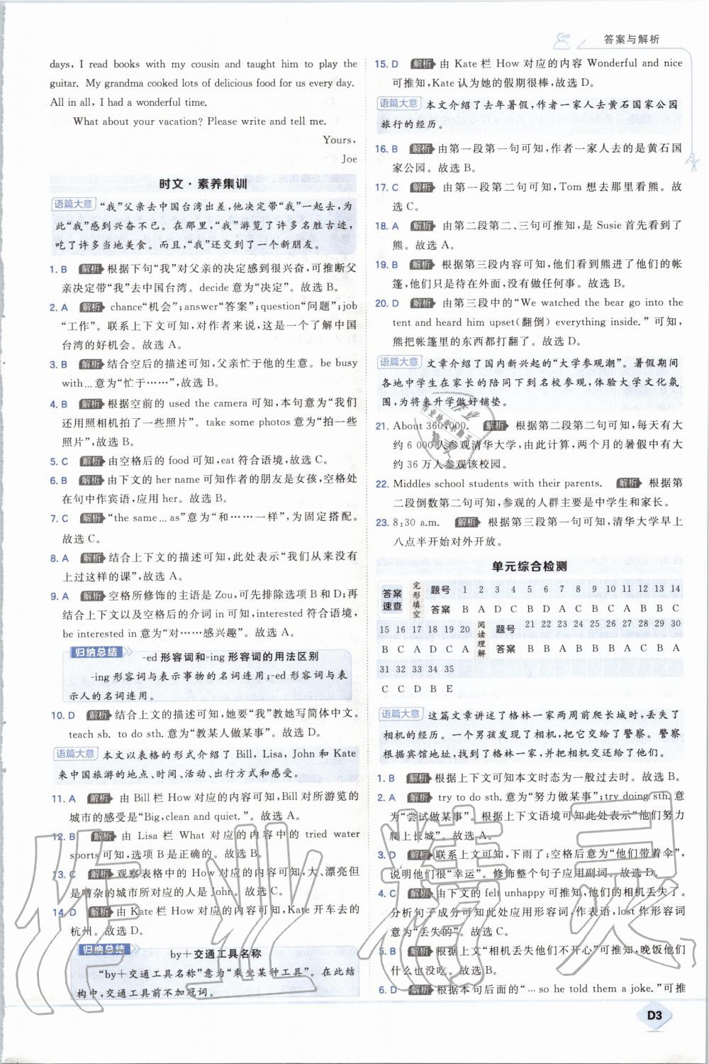 2020年少年班初中英语八年级上册人教版 参考答案第3页