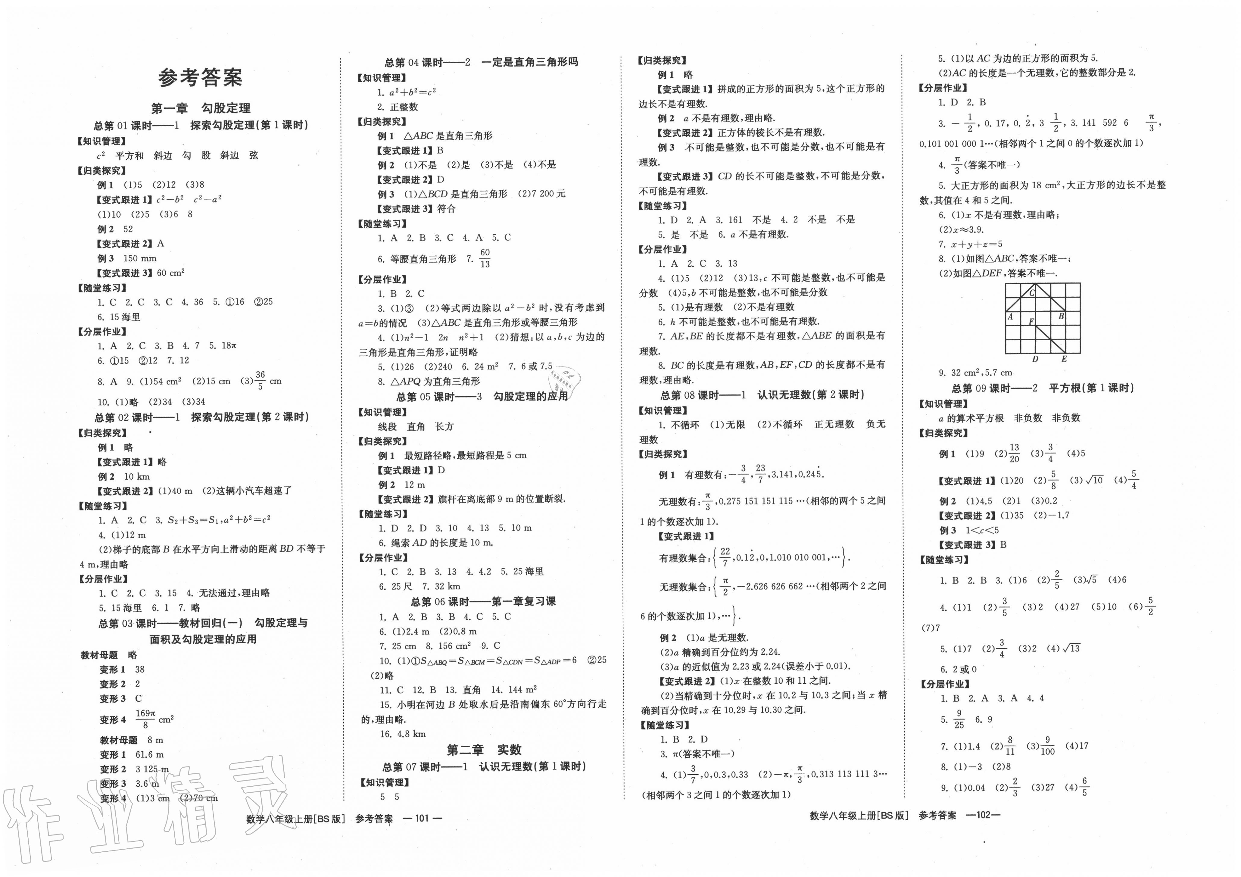 2020年全效學(xué)習(xí)學(xué)業(yè)評(píng)價(jià)方案八年級(jí)數(shù)學(xué)上冊(cè)北師大版A 第1頁