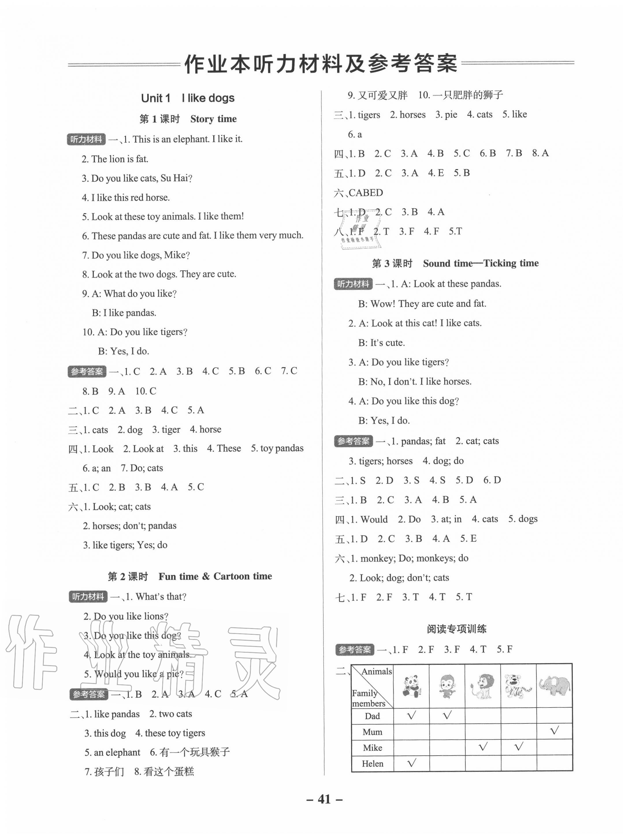 2020年小學學霸作業(yè)本四年級英語上冊譯林版江蘇專版 參考答案第1頁