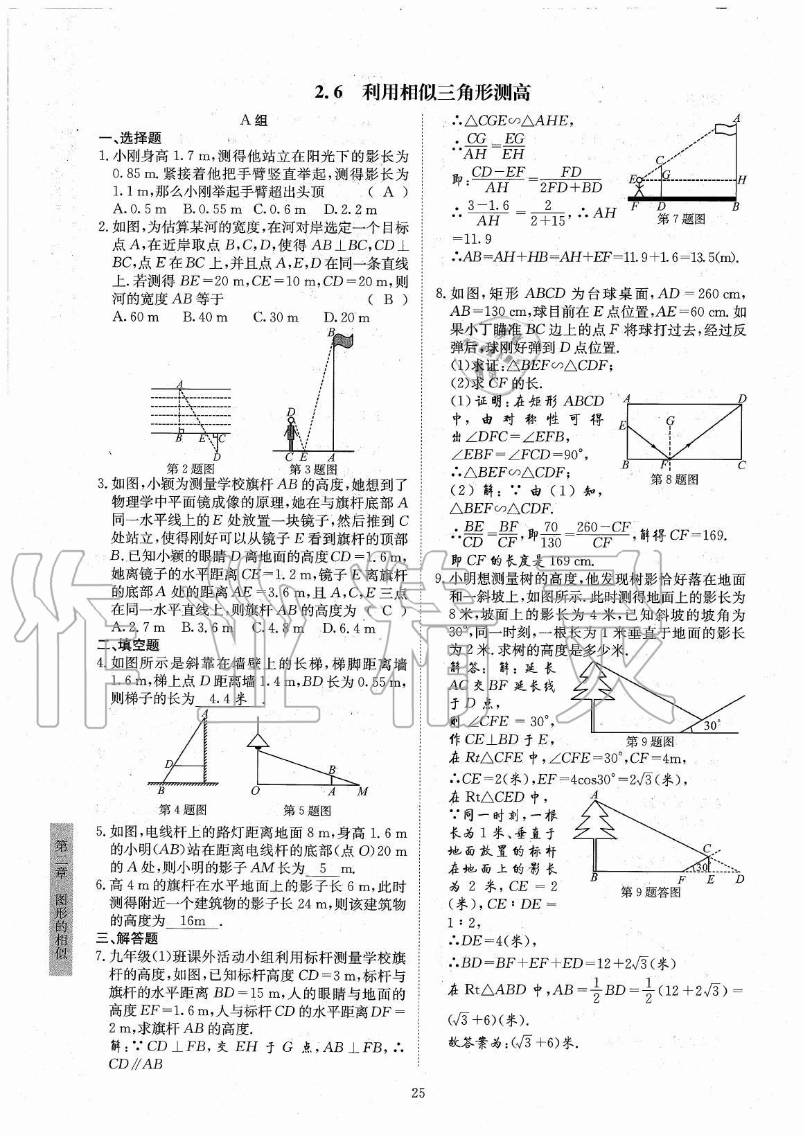 2020年金典训练九年级数学全一册北师大版 参考答案第25页