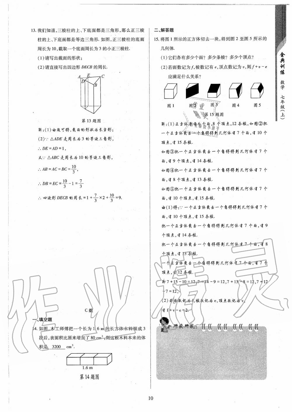 2020年金典訓(xùn)練七年級數(shù)學(xué)上冊北師大版 參考答案第10頁