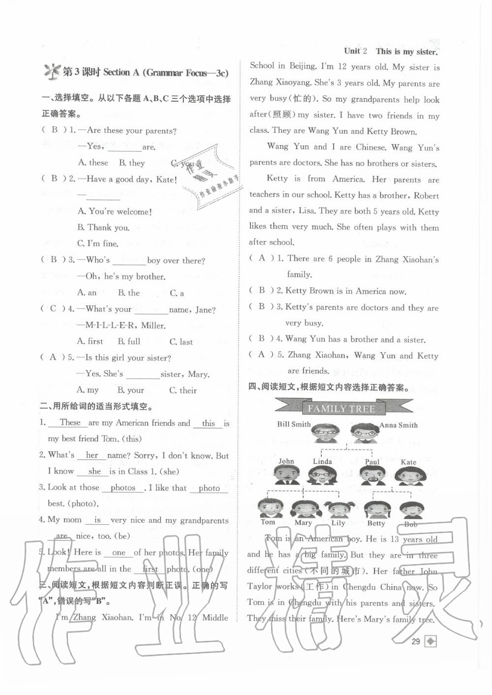 2020年名校金典課堂七年級英語上冊人教版成都專版 參考答案第29頁