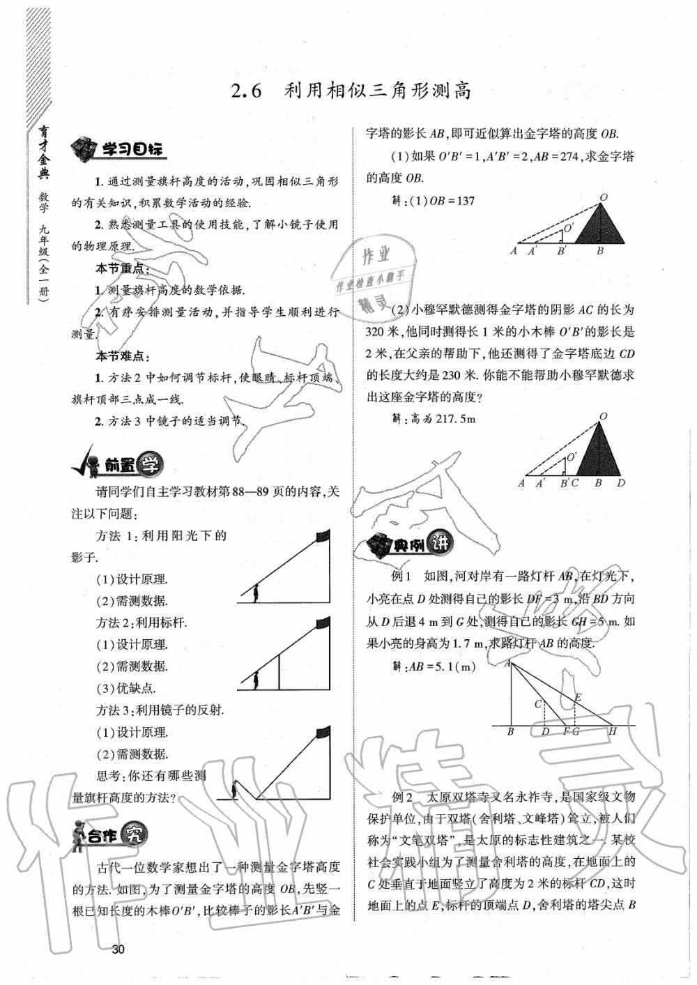 2020年育才金典九年級(jí)數(shù)學(xué)全一冊(cè)北師大版 參考答案第30頁(yè)