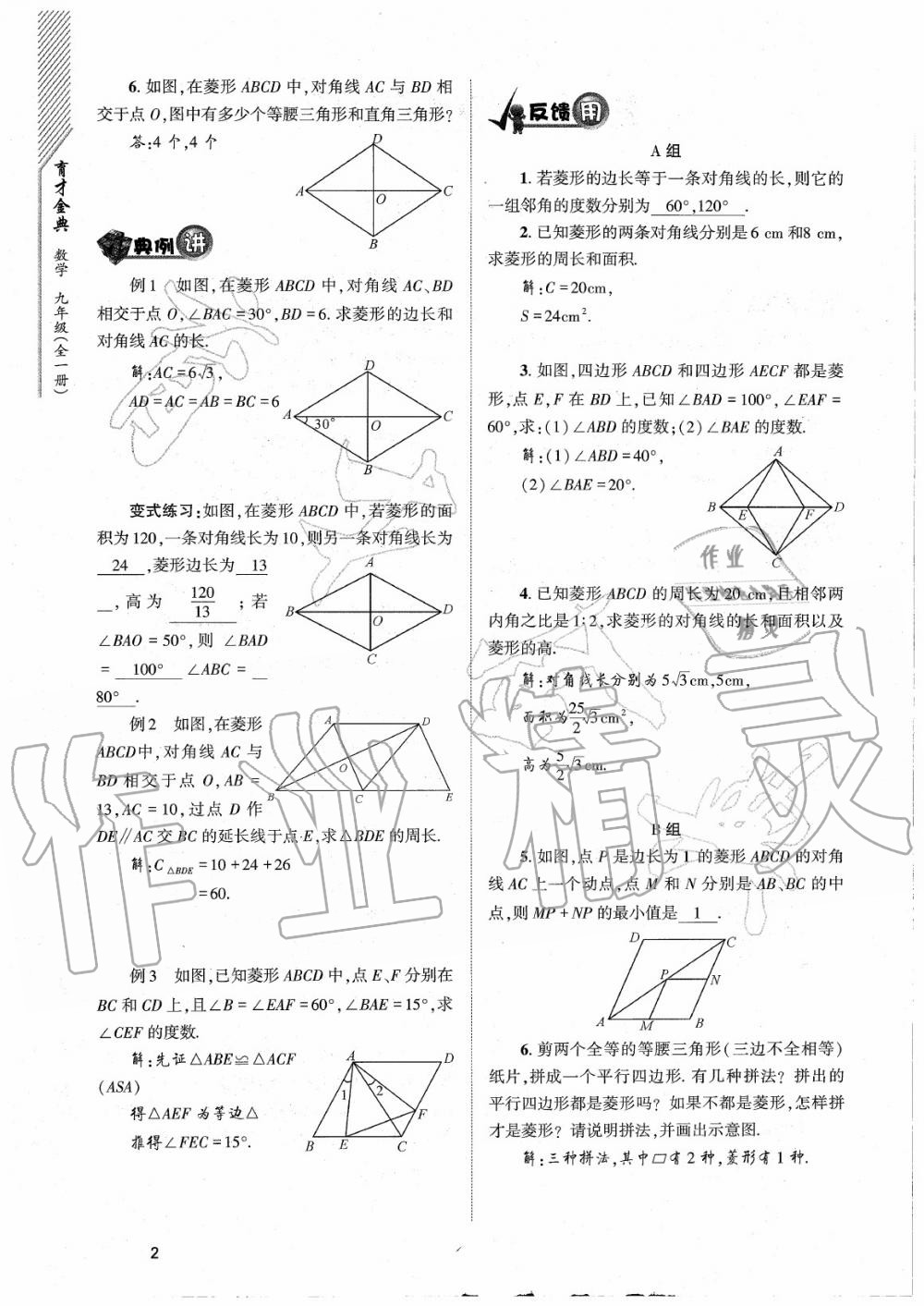 2020年育才金典九年級數(shù)學(xué)全一冊北師大版 參考答案第2頁