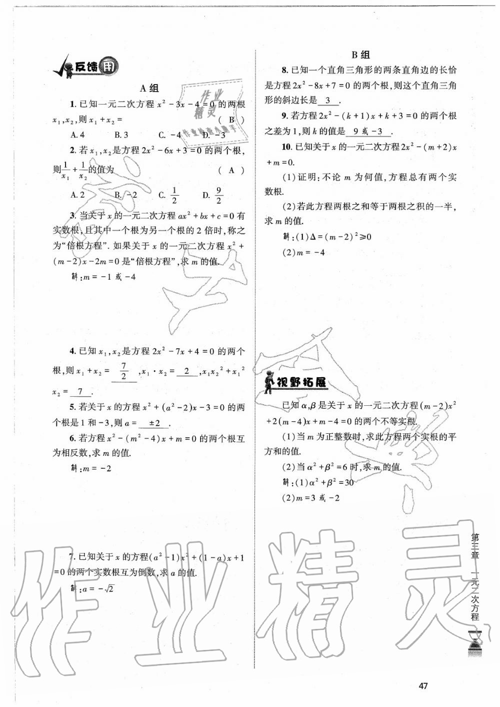 2020年育才金典九年級數(shù)學(xué)全一冊北師大版 參考答案第47頁