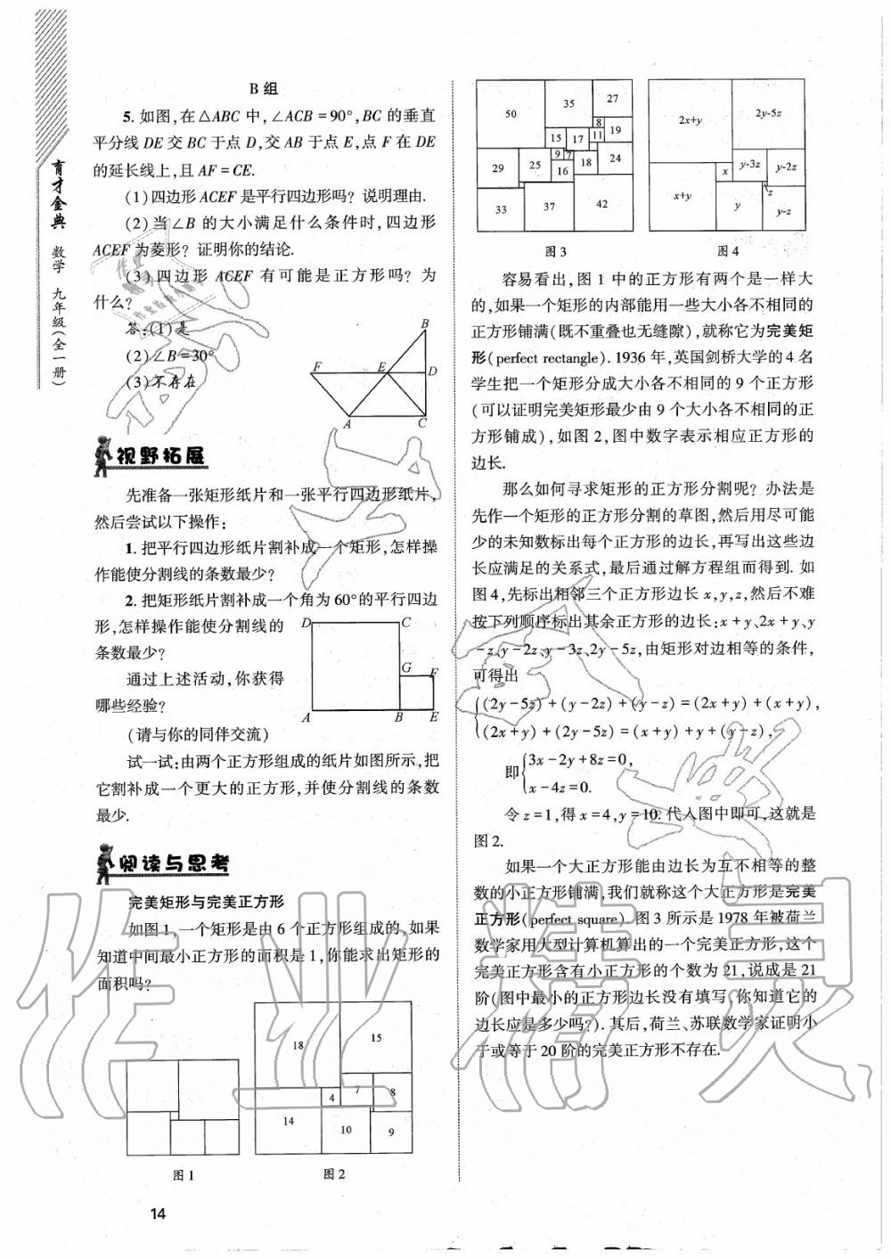 2020年育才金典九年級(jí)數(shù)學(xué)全一冊北師大版 參考答案第14頁