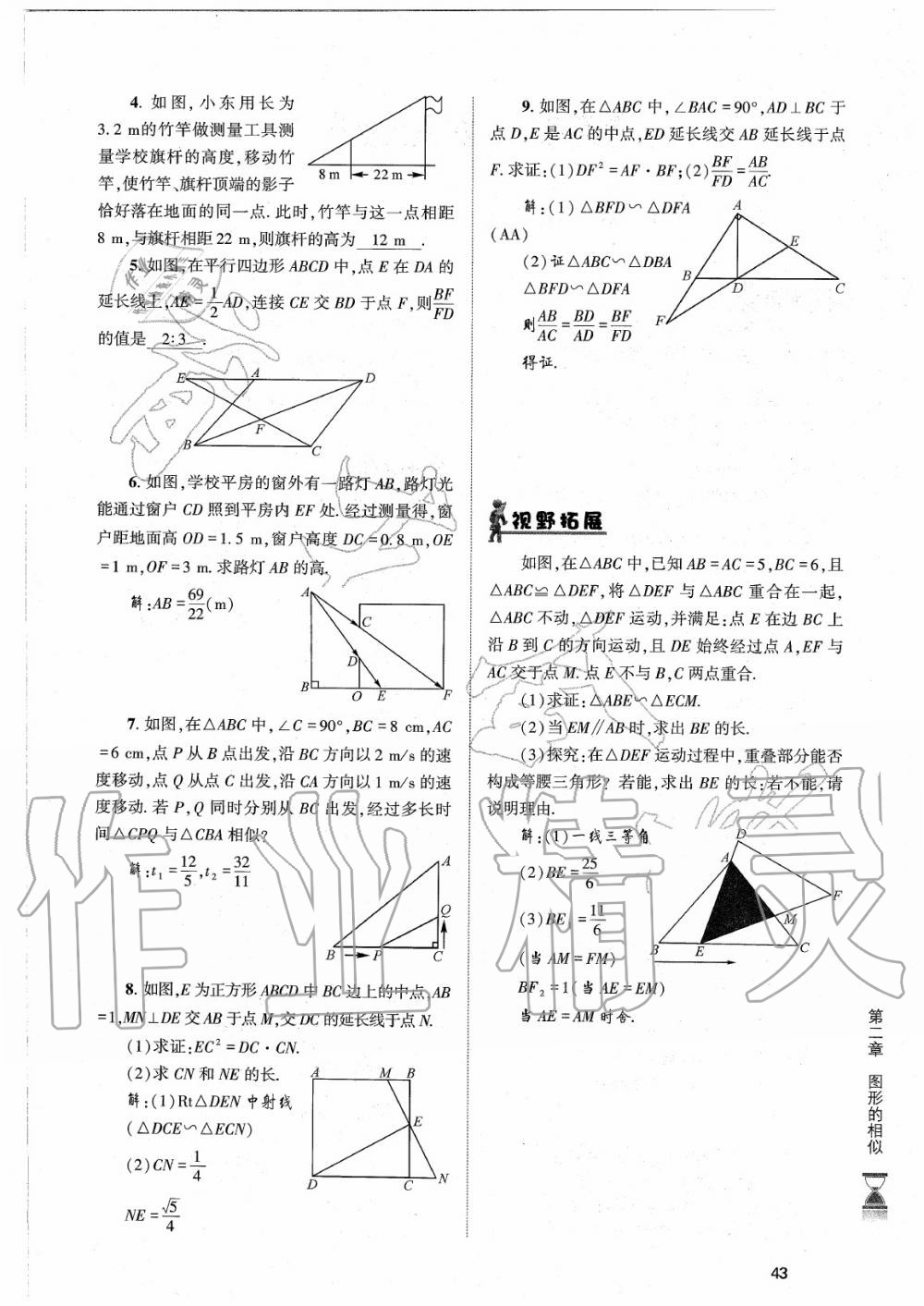 2020年育才金典九年級數(shù)學(xué)全一冊北師大版 參考答案第43頁