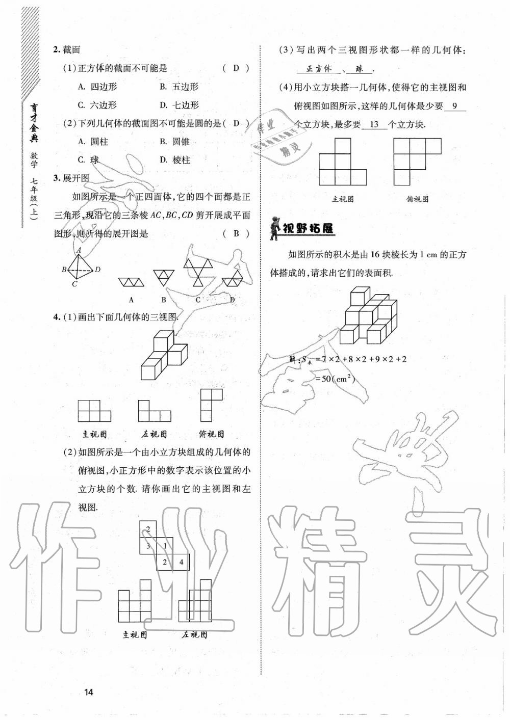 2020年育才金典七年级数学上册北师大版 参考答案第14页