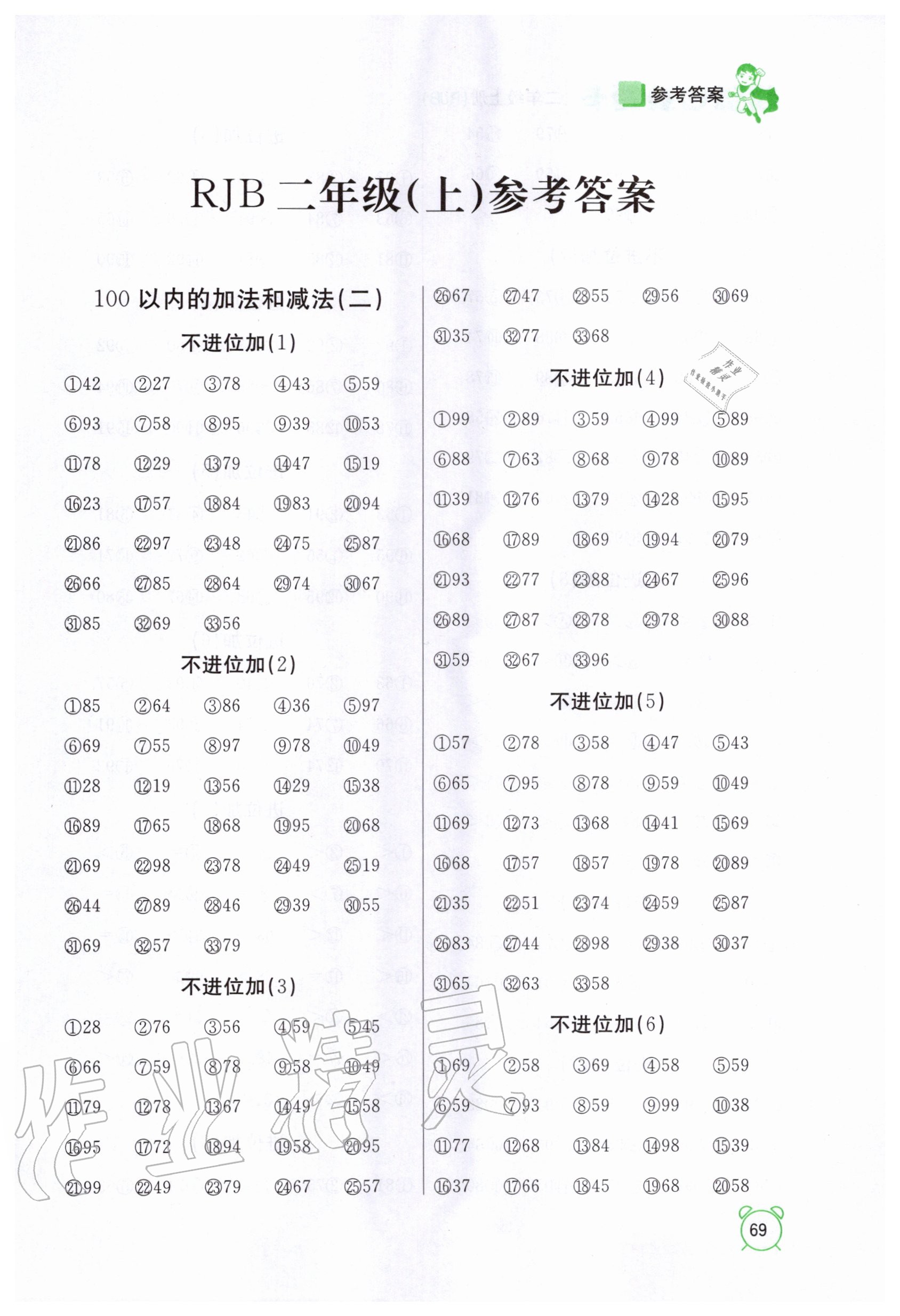 2020年超級口算題卡二年級上冊人教版 第1頁
