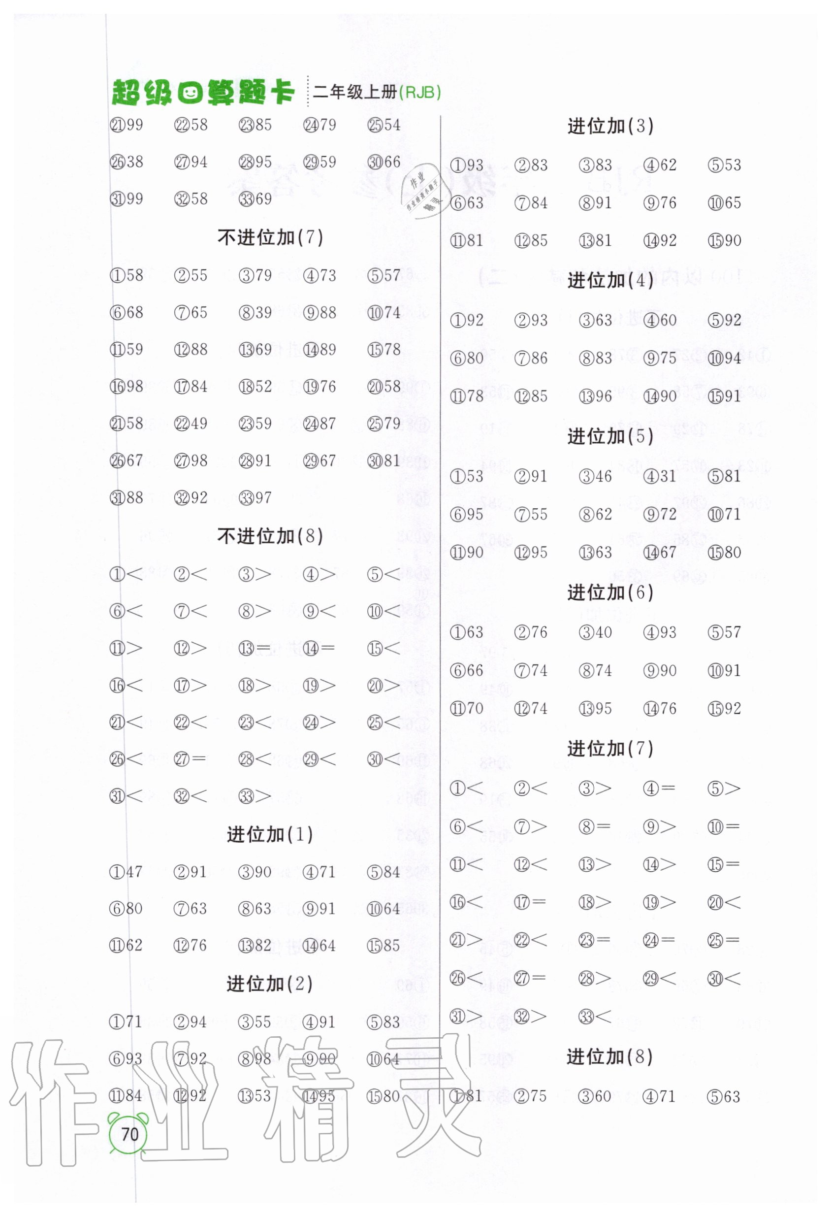 2020年超級(jí)口算題卡二年級(jí)上冊(cè)人教版 第2頁(yè)