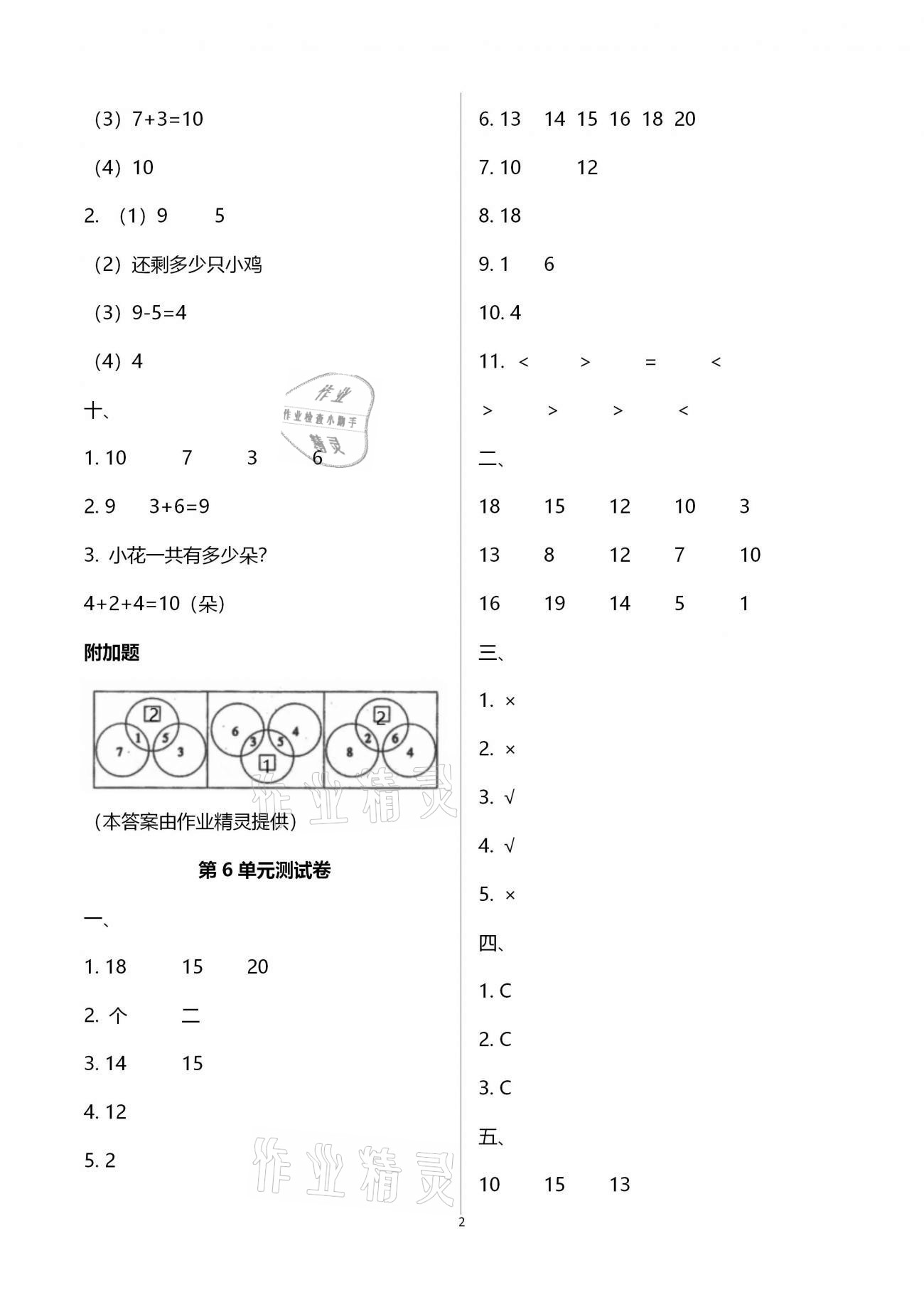 2020年新課程學(xué)習(xí)與評價一年級數(shù)學(xué)上冊人教版A 第2頁