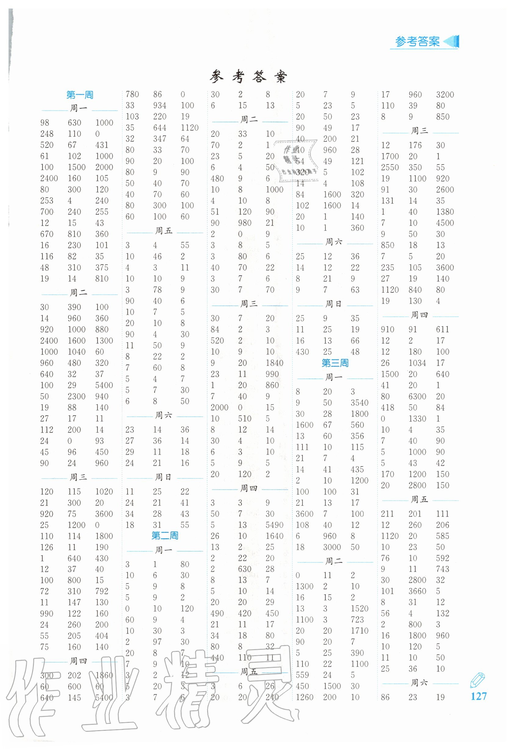 2020年口算天天練每日5分鐘四年級(jí)數(shù)學(xué)上冊(cè)蘇教版 第1頁