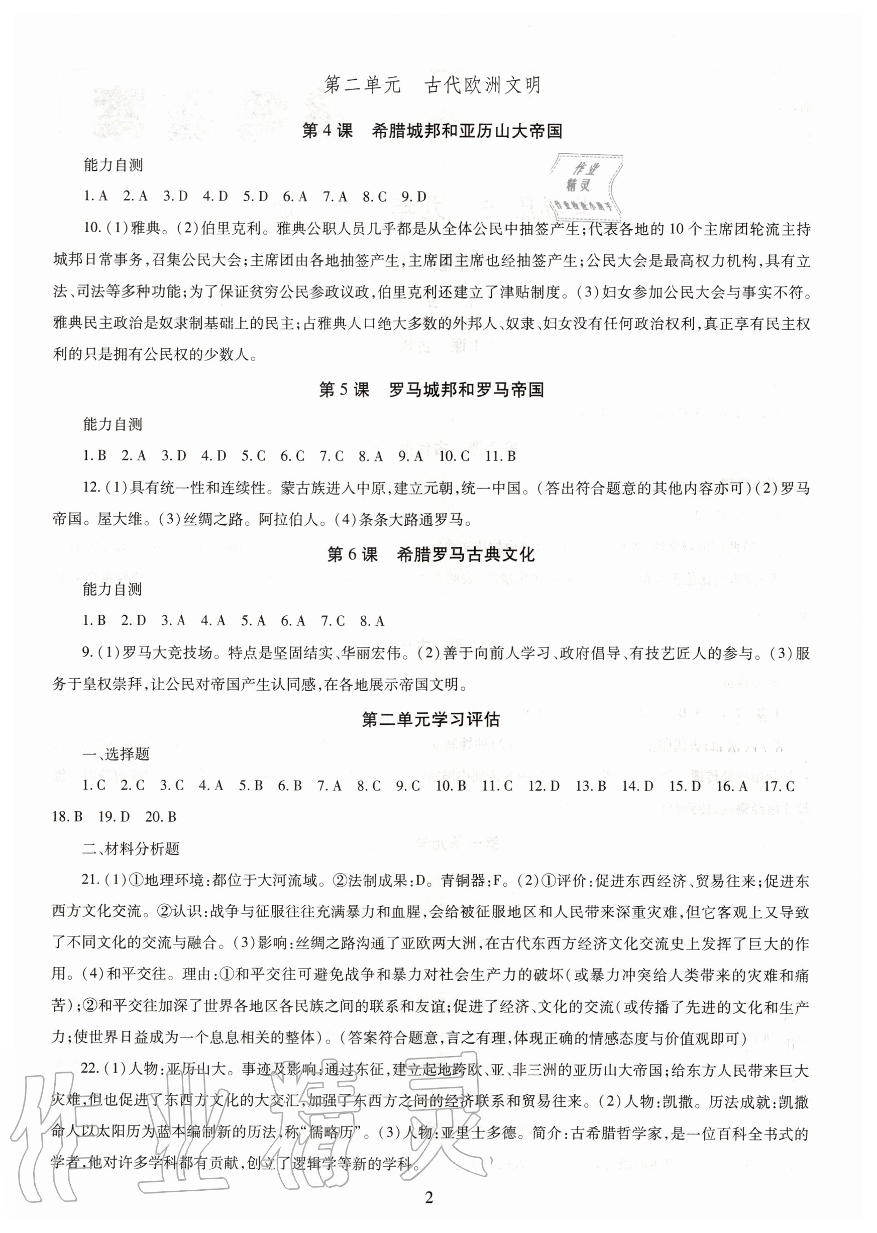 2020年智慧學(xué)習(xí)九年級世界歷史全一冊人教版明天出版社 第2頁