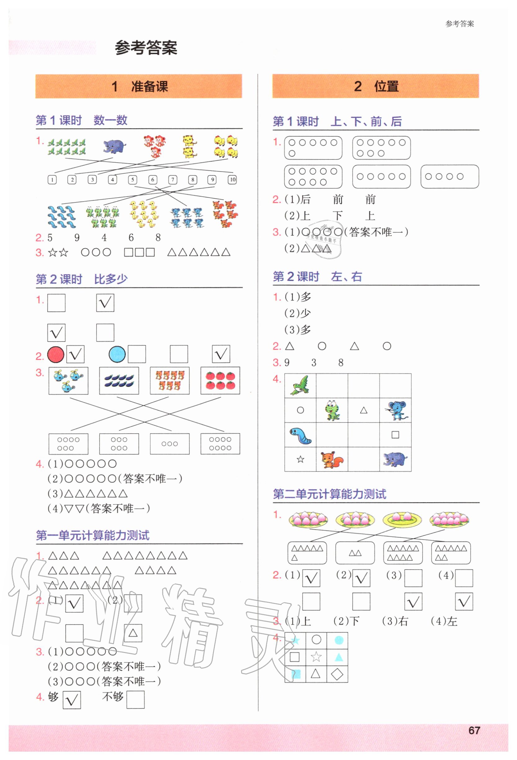 2020年木頭馬計算小狀元小學數(shù)學一年級上冊人教版 第1頁