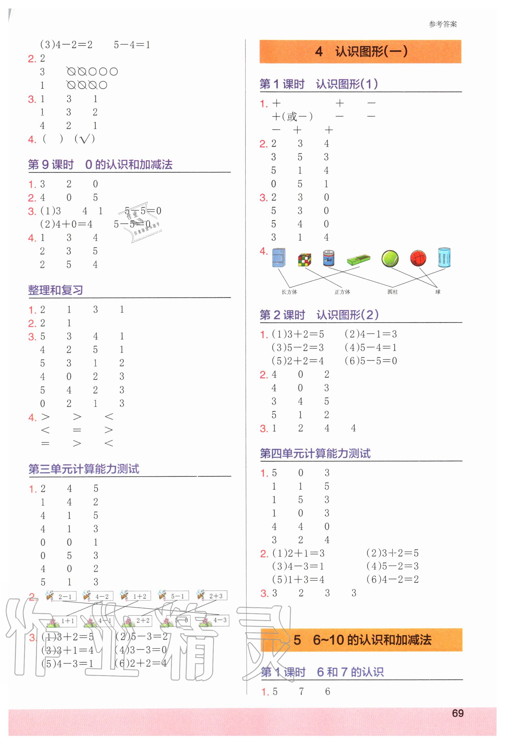 2020年木頭馬計算小狀元小學數(shù)學一年級上冊人教版 第3頁