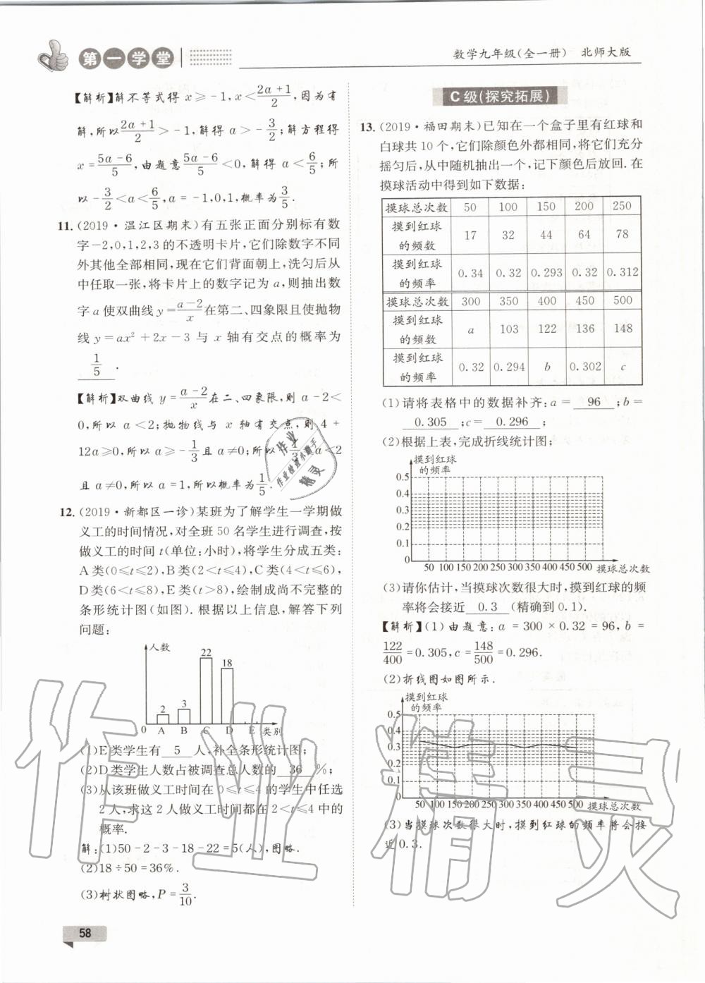 2020年第一學堂九年級數(shù)學全一冊北師大版 參考答案第58頁