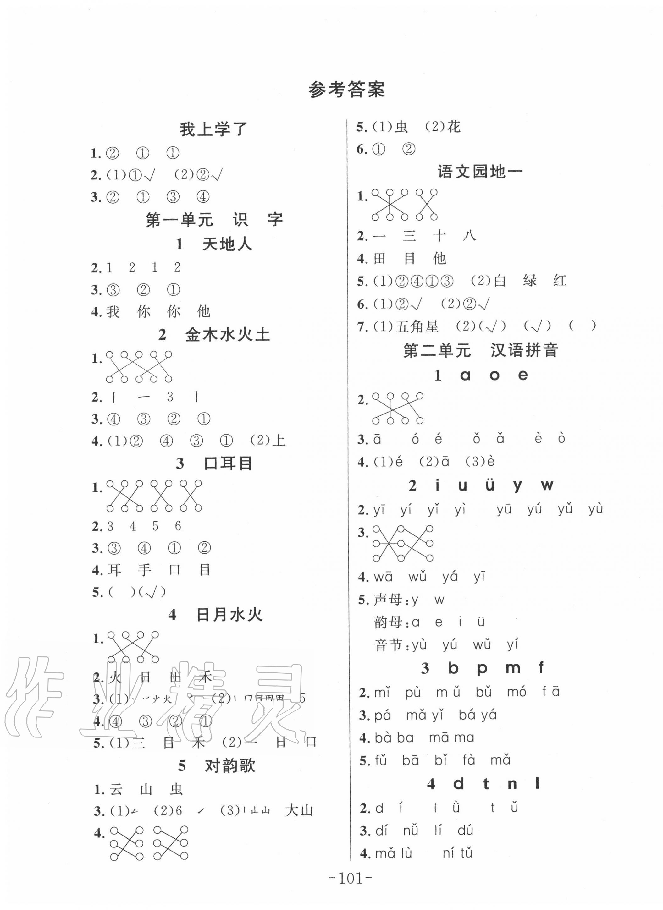 2020年小狀元隨堂作業(yè)一年級(jí)語(yǔ)文上冊(cè)人教版 第1頁(yè)