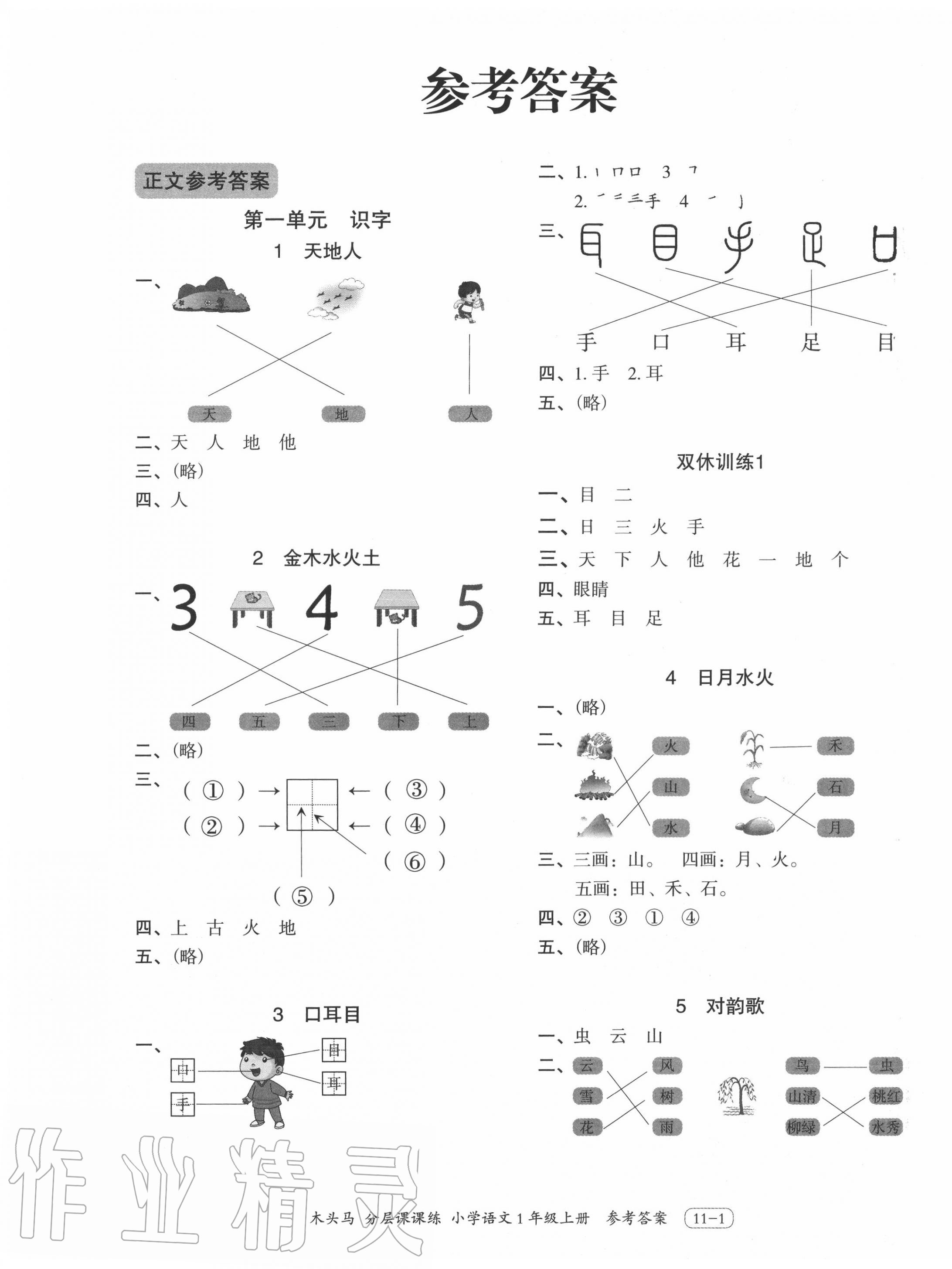 2020年木頭馬分層課課練一年級(jí)語(yǔ)文上冊(cè)人教版浙江專版 第1頁(yè)