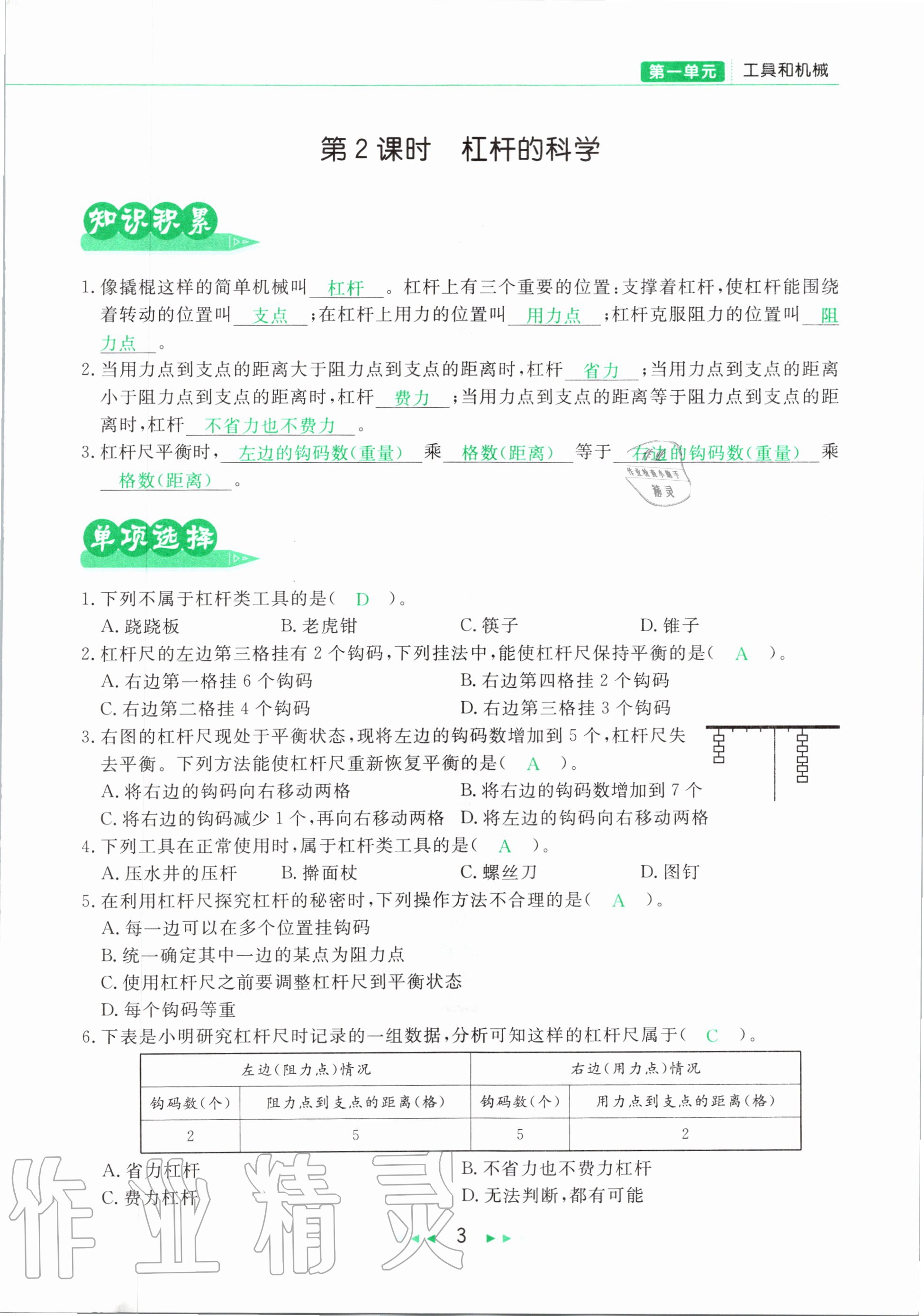 2020年小学科学学习好帮手六年级上册教科版 参考答案第3页