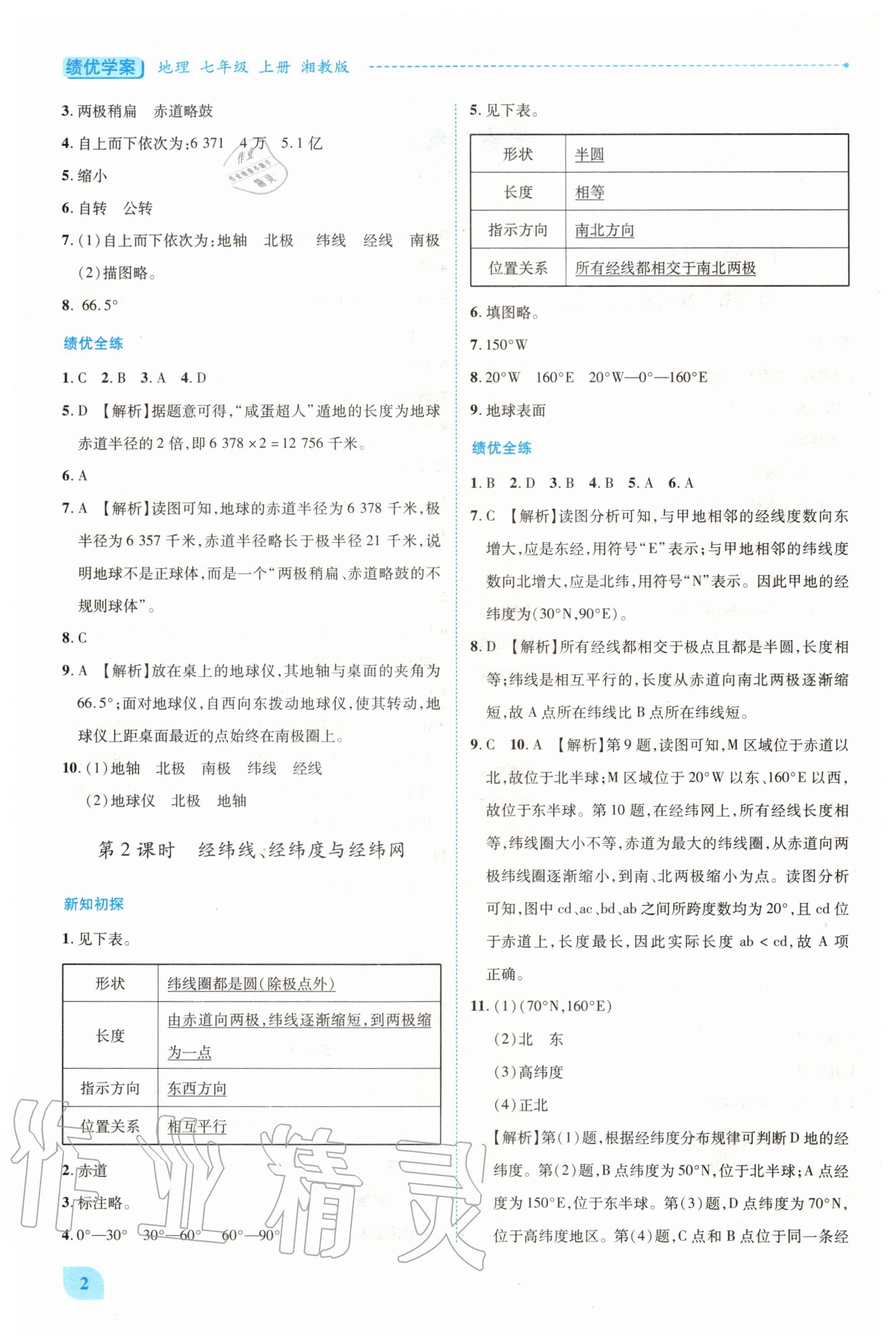 2020年绩优学案七年级地理上册湘教版 第2页