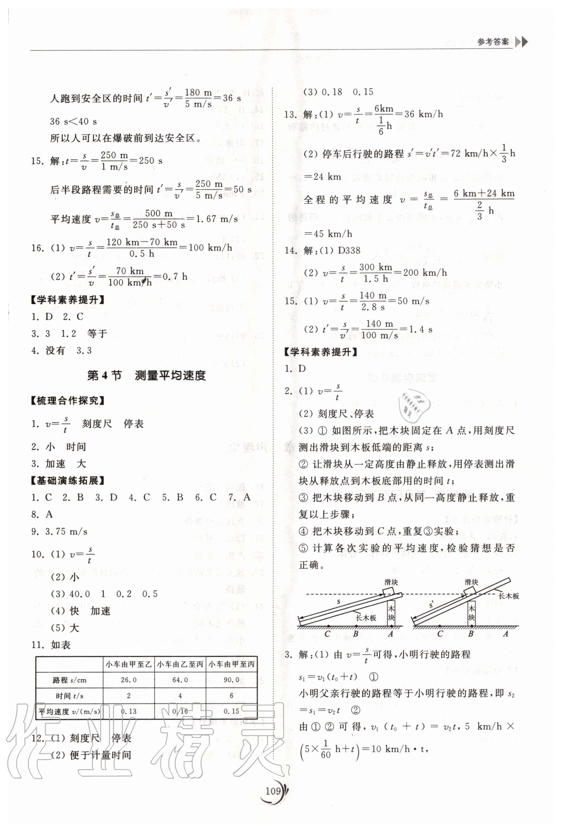 2020年初中同步練習(xí)冊(cè)八年級(jí)物理上冊(cè)人教版 參考答案第2頁