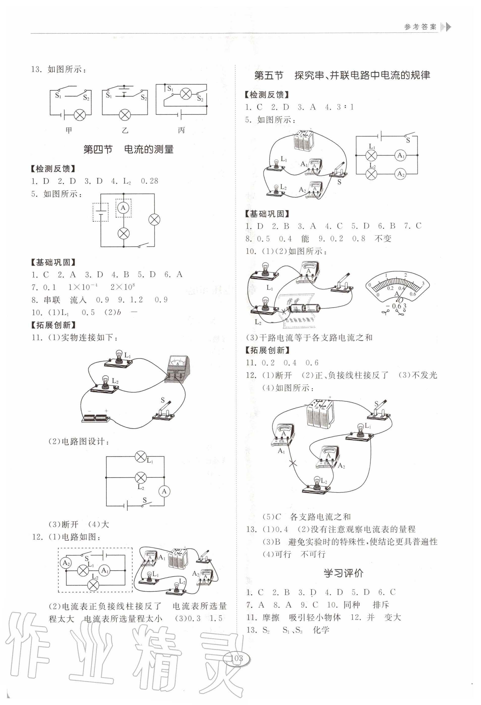 2020年初中同步練習(xí)冊九年級物理上冊魯科版五四制 參考答案第2頁