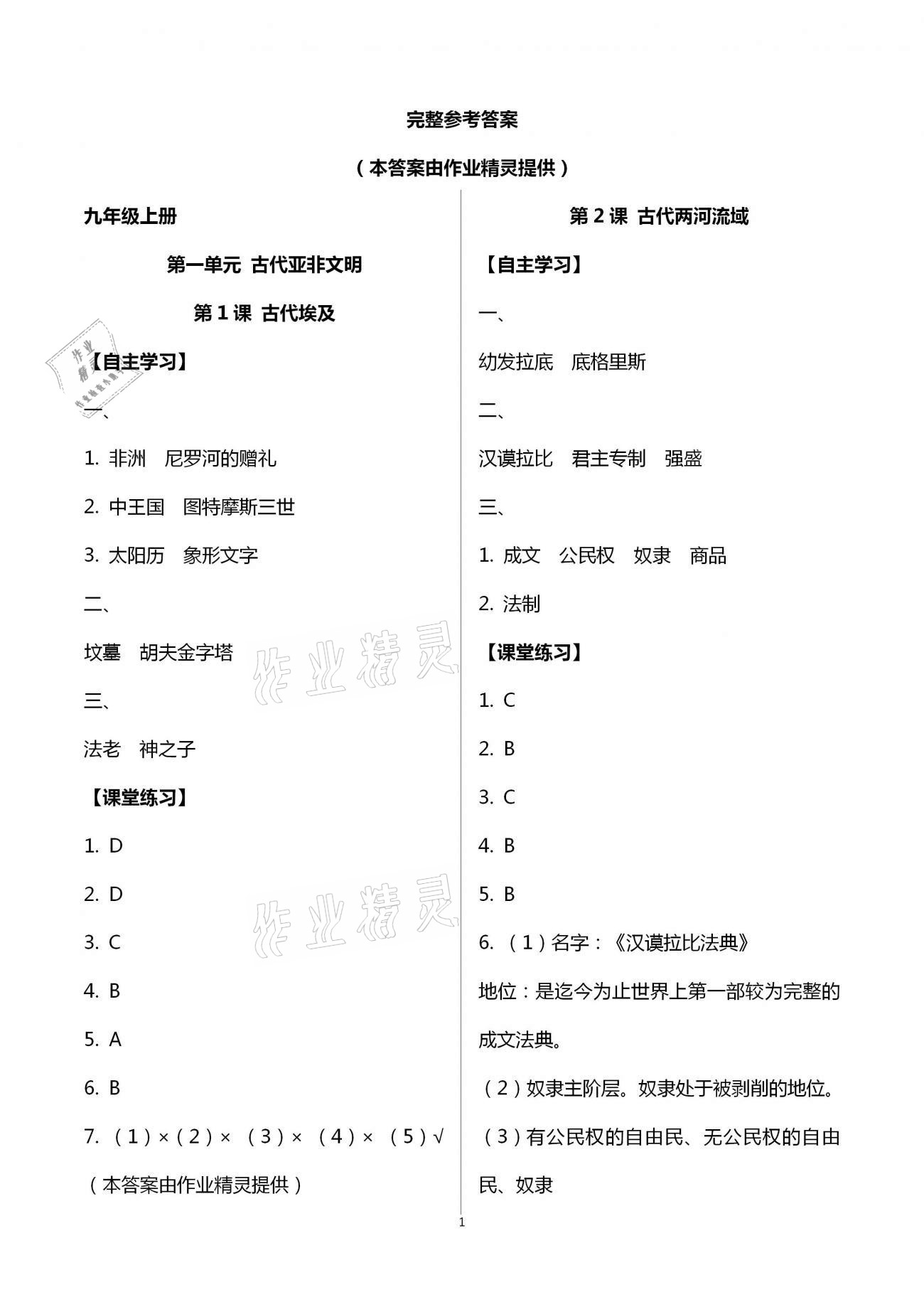 2020年初中學(xué)練案九年級(jí)歷史全一冊(cè)人教版 第1頁(yè)