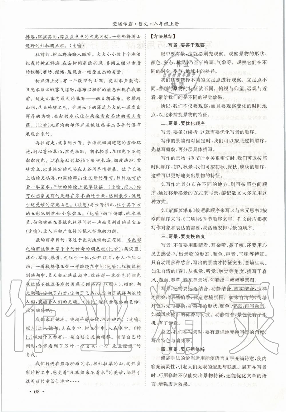 2020年蓉城學(xué)霸八年級(jí)語(yǔ)文上冊(cè)人教版 參考答案第62頁(yè)