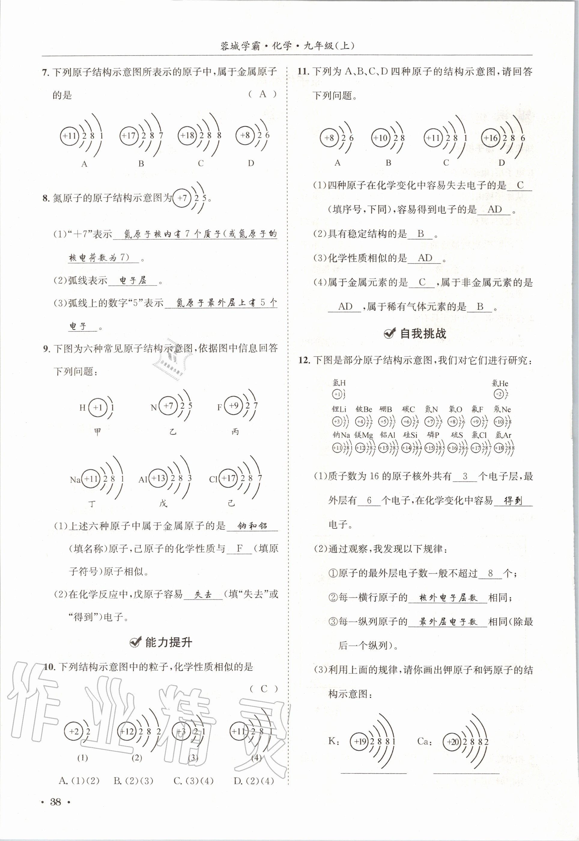 2020年蓉城学霸九年级化学上册人教版 第38页