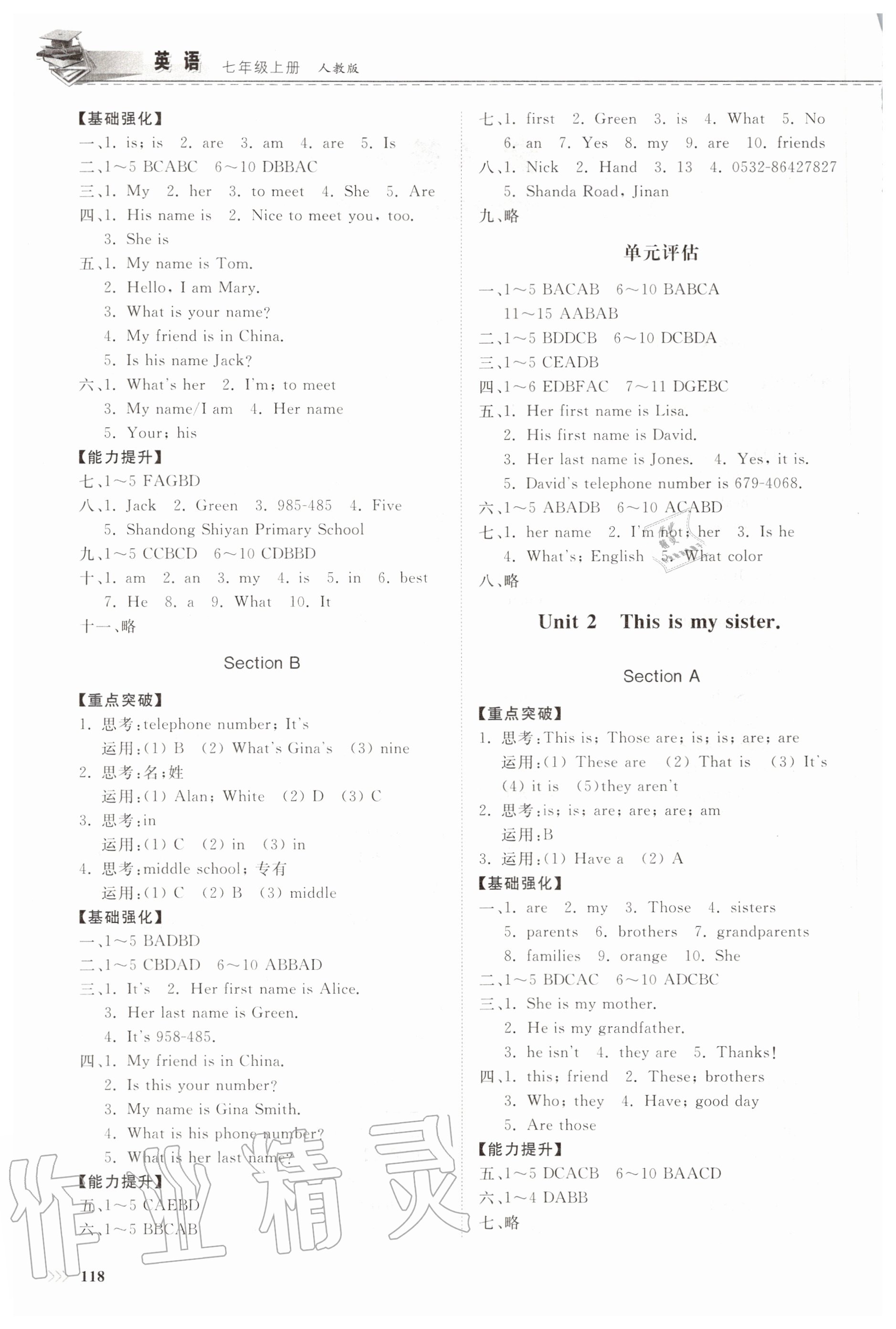 2020年初中同步練習(xí)冊七年級英語上冊人教版 第2頁