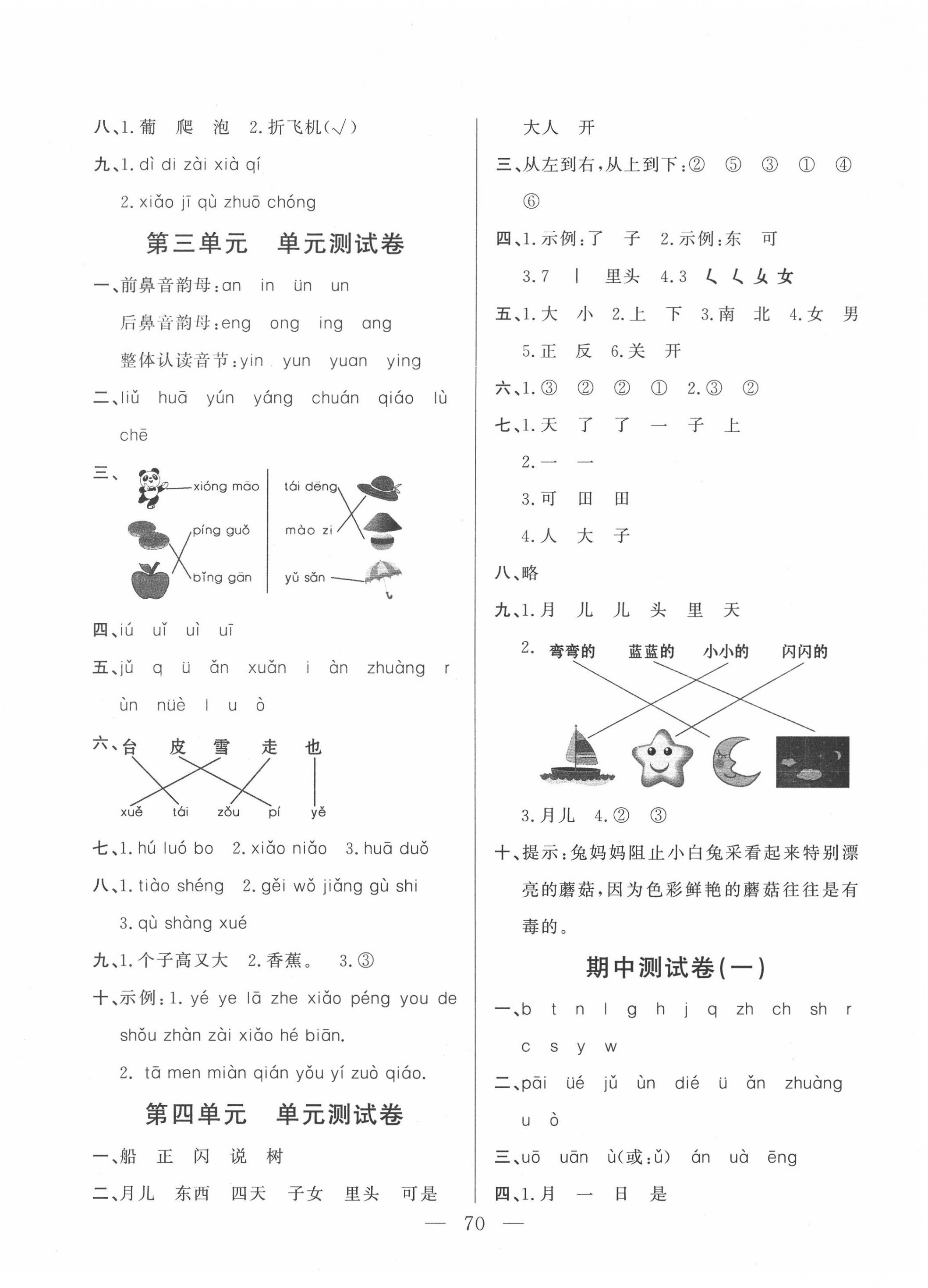 2020年小學(xué)單元測(cè)試卷一年級(jí)語(yǔ)文上冊(cè)人教版山東文藝出版社 12 第2頁(yè)