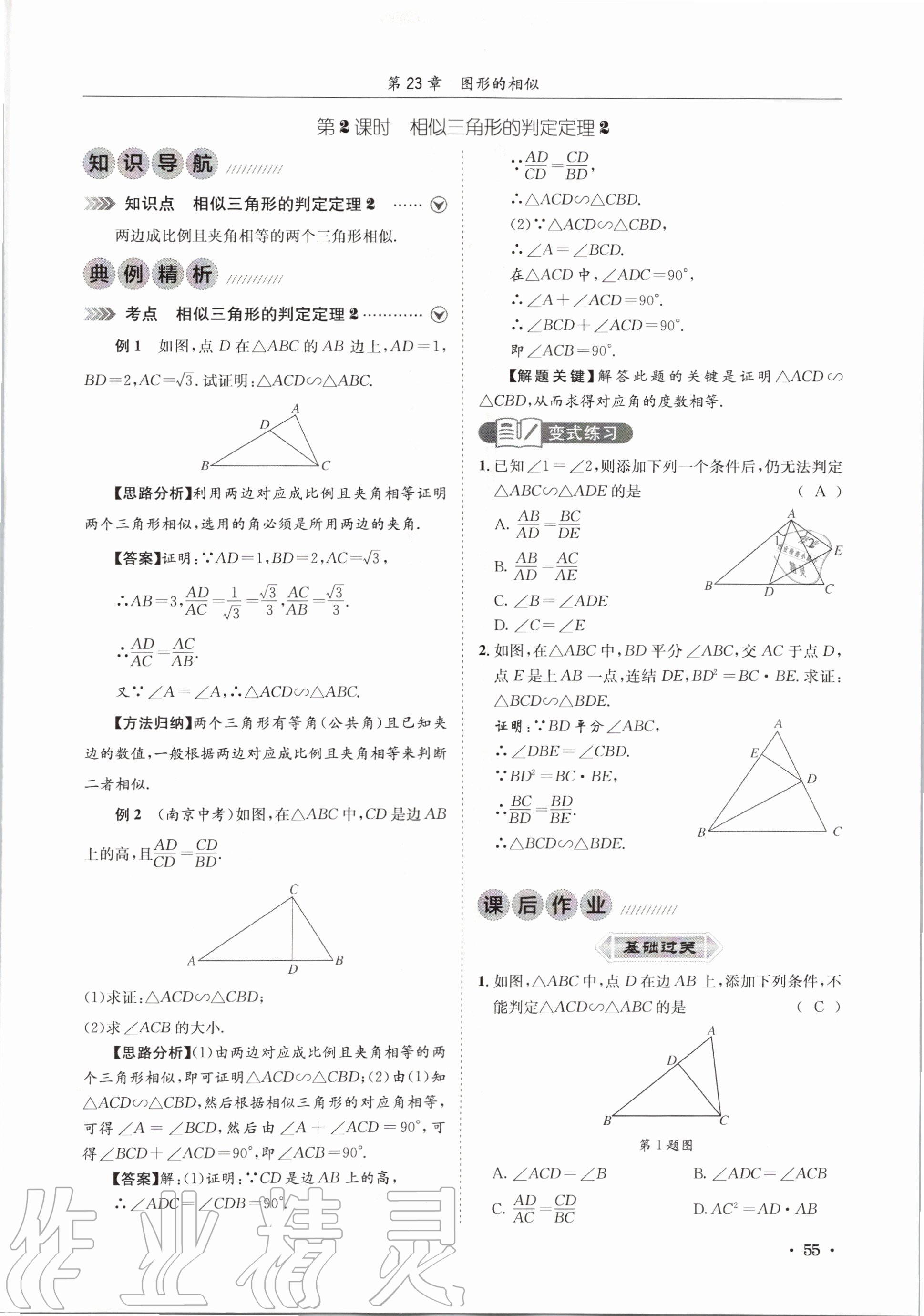 2020年培優課堂九年級數學全一冊華師大版四川專版 參考答案第55頁