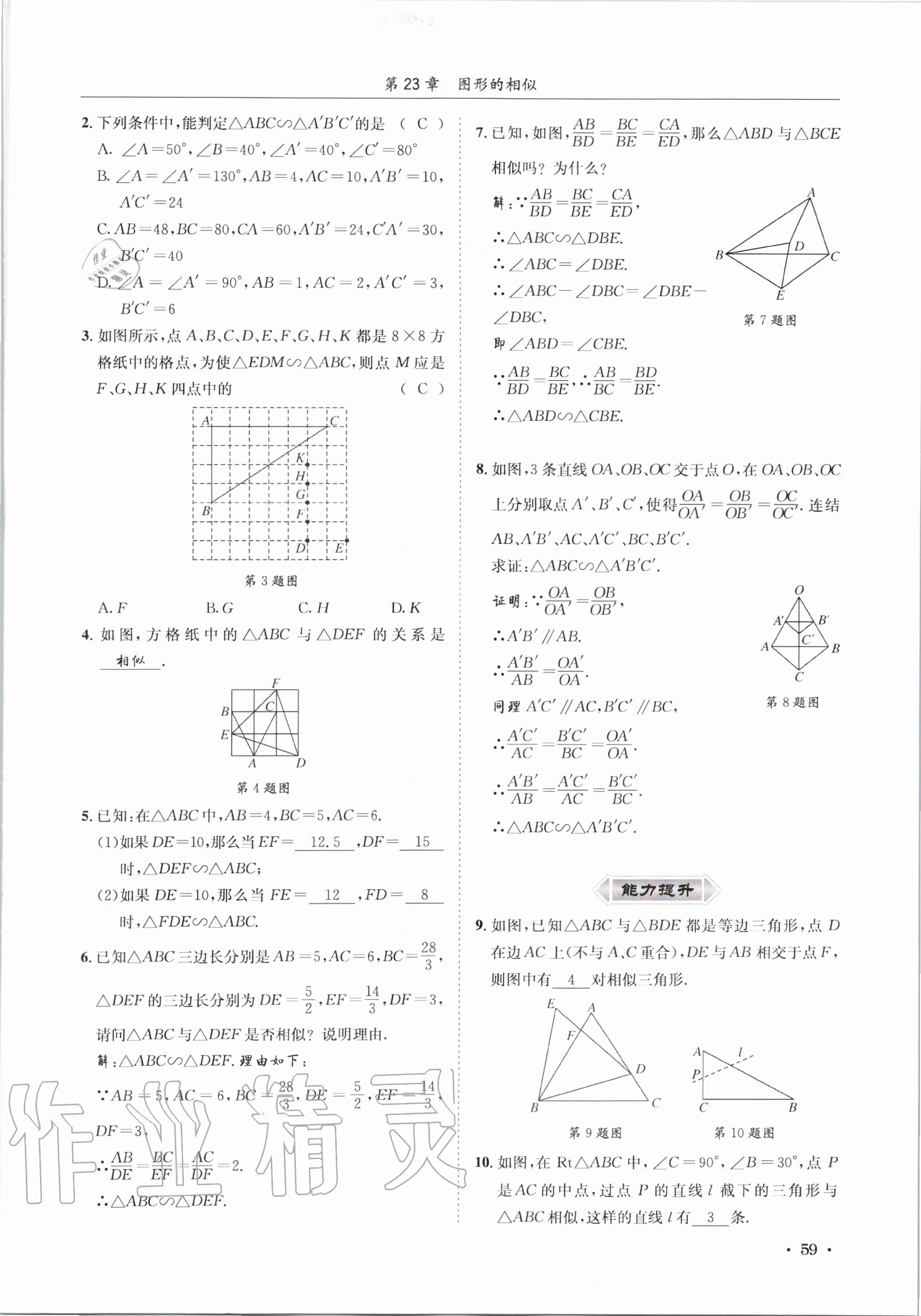 2020年培優課堂九年級數學全一冊華師大版四川專版 參考答案第59頁