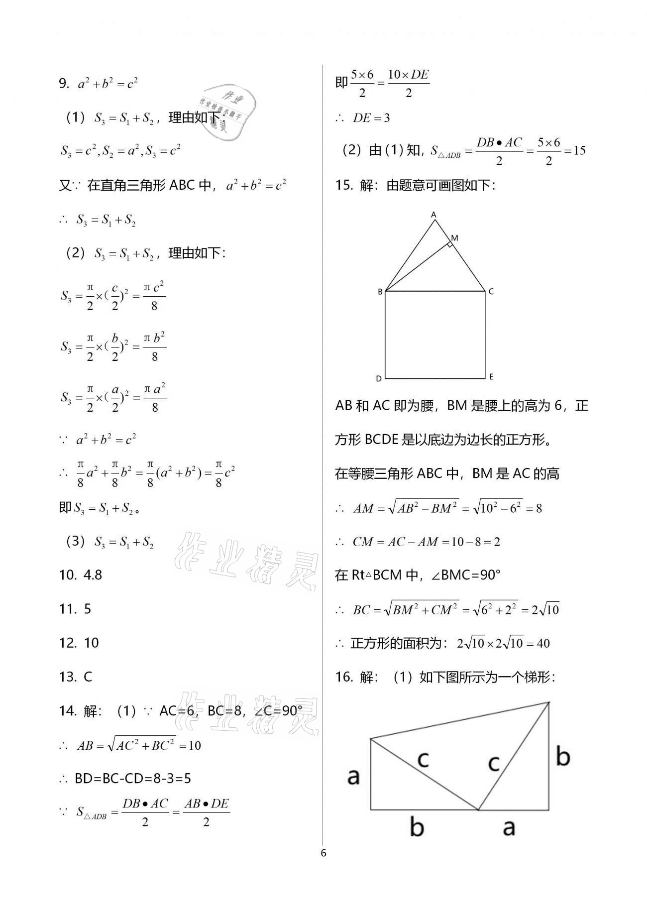 2020年基础训练八年级数学上册北师大版大象出版社 参考答案第6页