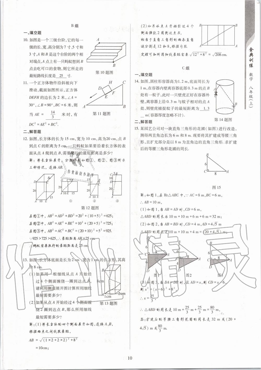 2020年金典訓(xùn)練八年級數(shù)學(xué)上冊北師大版 參考答案第10頁