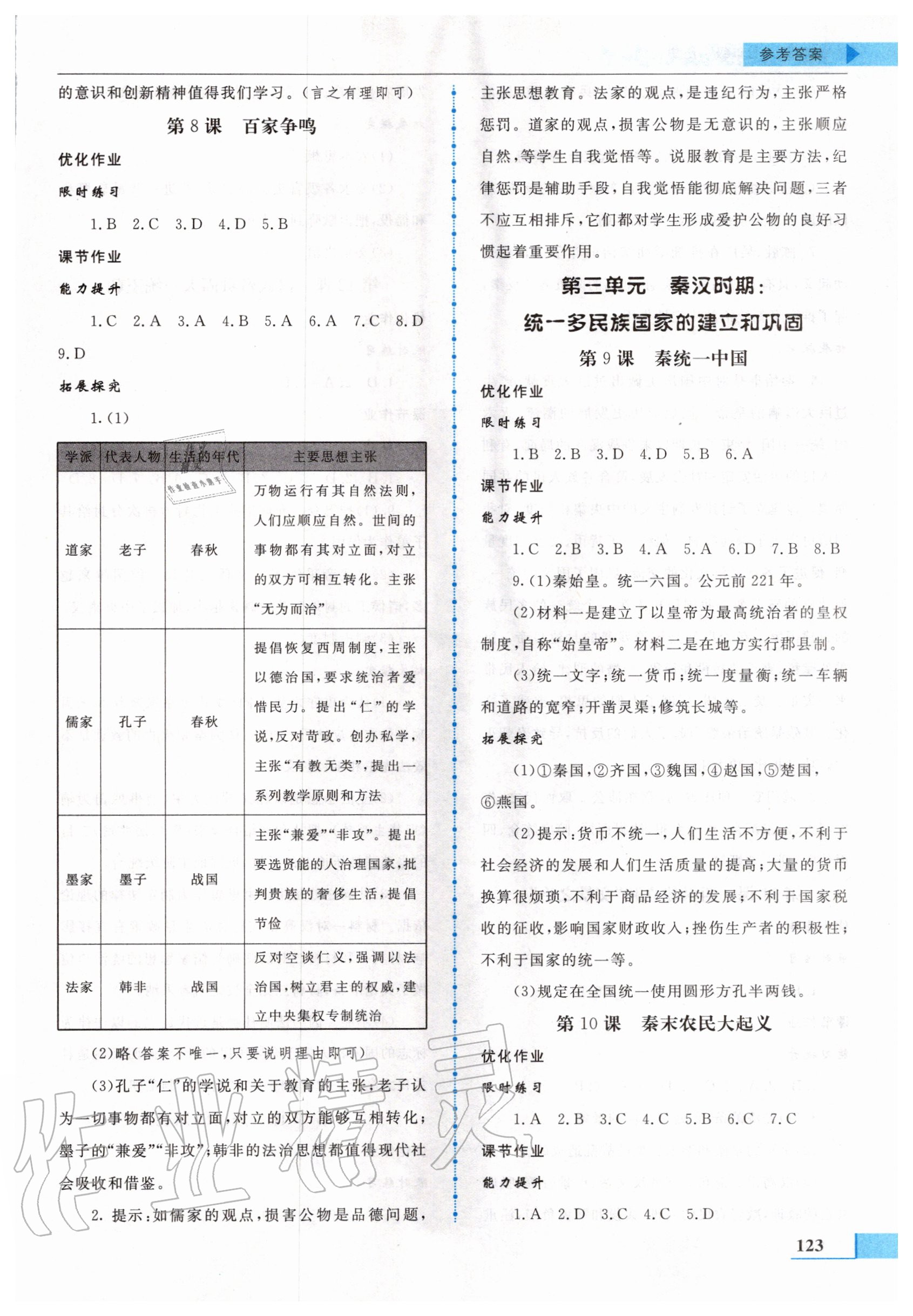 2020年名師點撥配套練習(xí)課時作業(yè)七年級歷史上冊人教版 第3頁