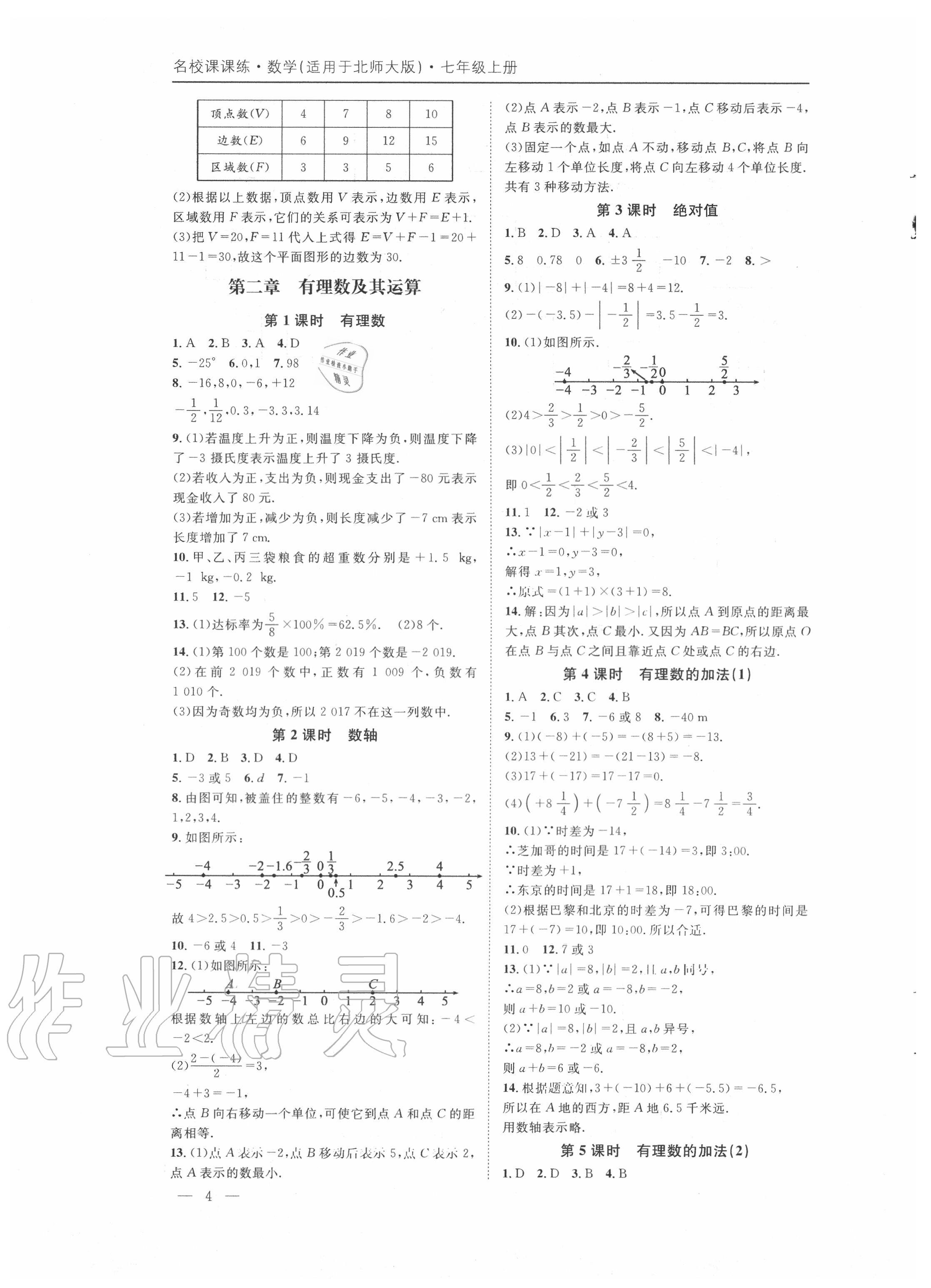 2020年名校課課練七年級數學上冊北師大版 第4頁