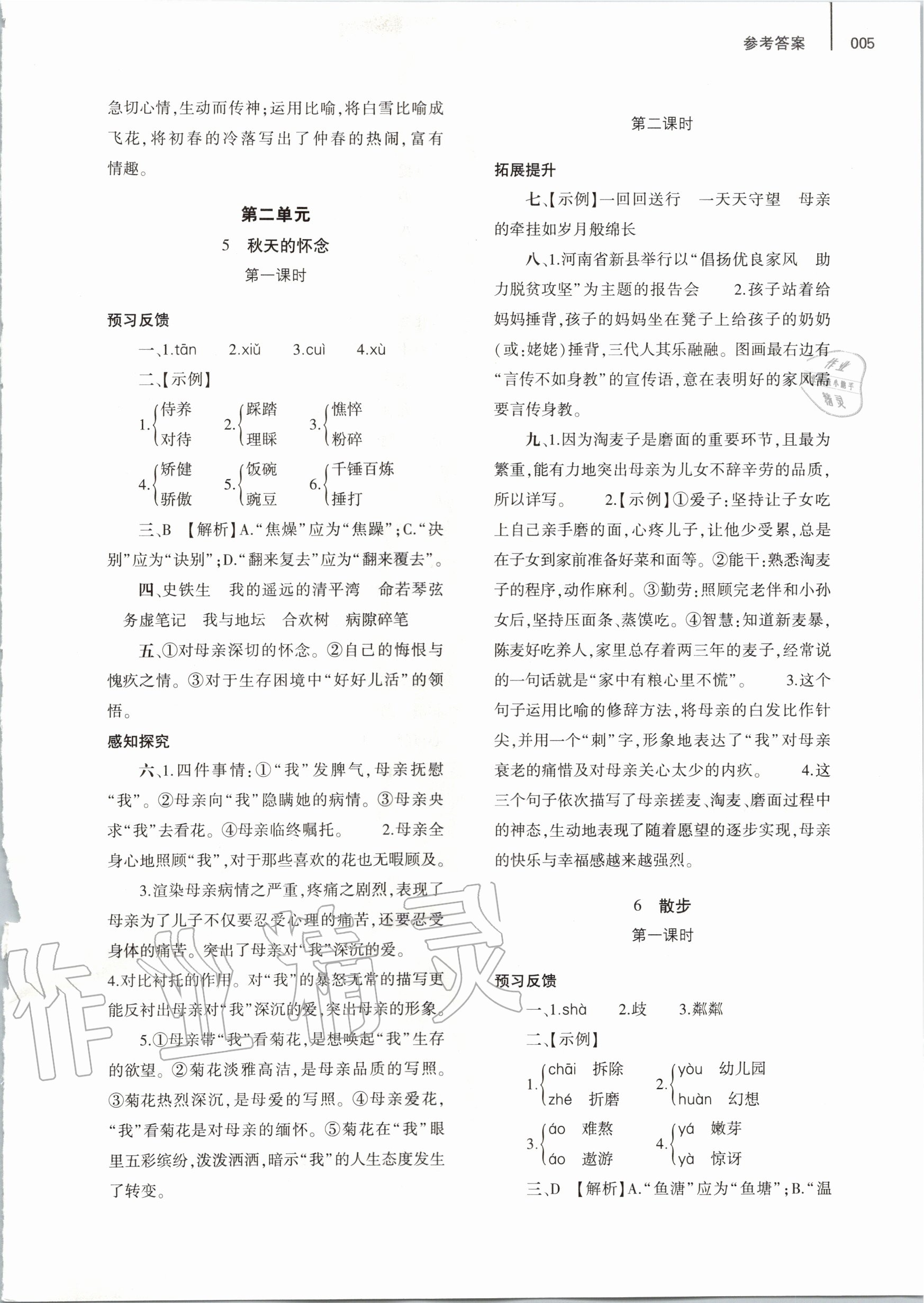 2020年基礎(chǔ)訓(xùn)練七年級語文上冊人教版大象出版社 第5頁