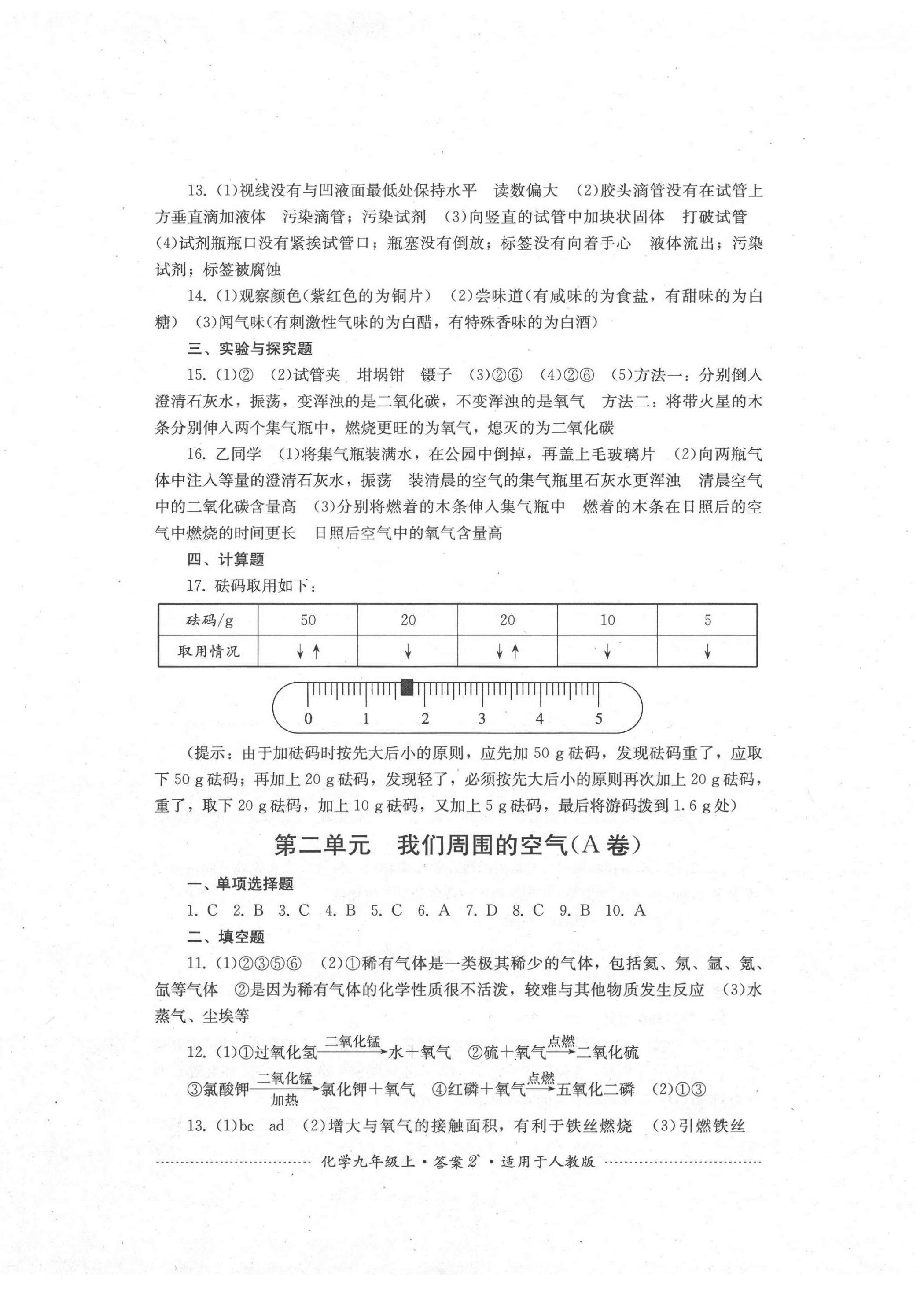 2020年單元測試九年級化學上冊人教版四川教育出版社 第2頁