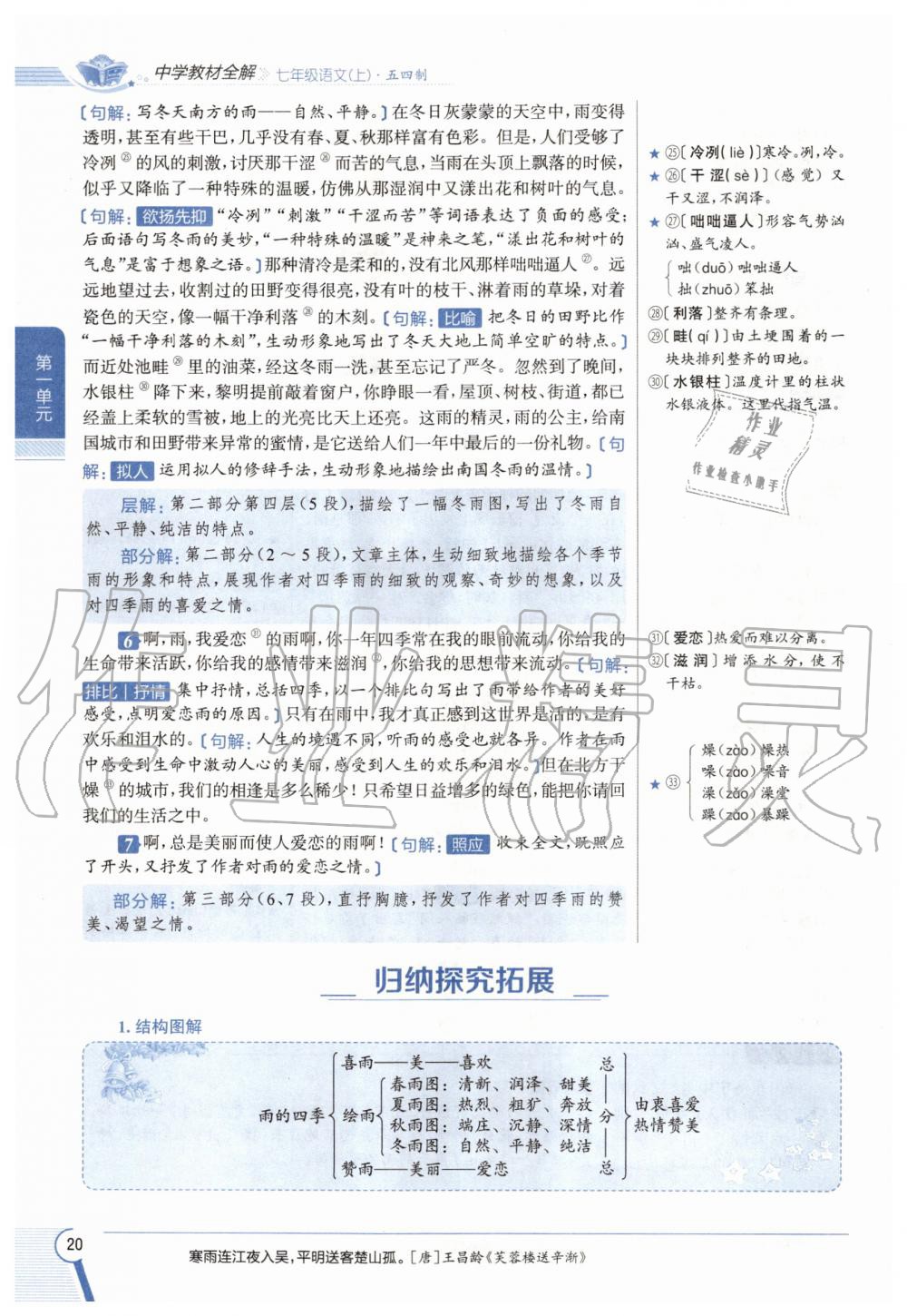 2020年教材課本七年級語文上冊人教版五四制 參考答案第20頁