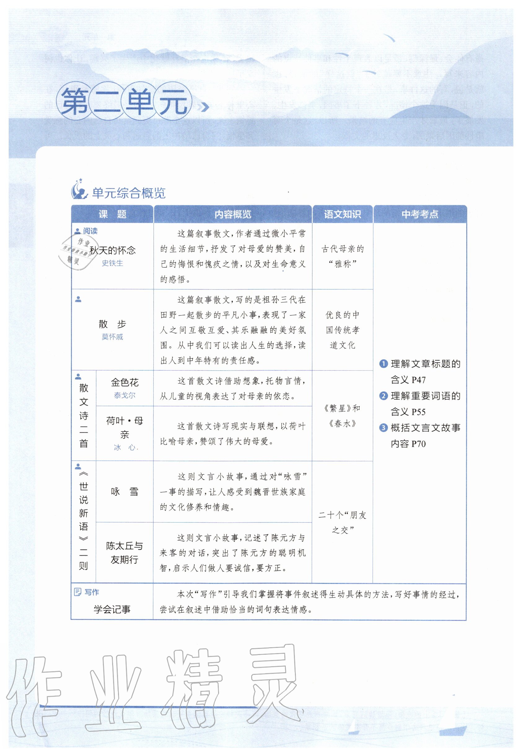 2020年教材課本七年級語文上冊人教版五四制 參考答案第40頁