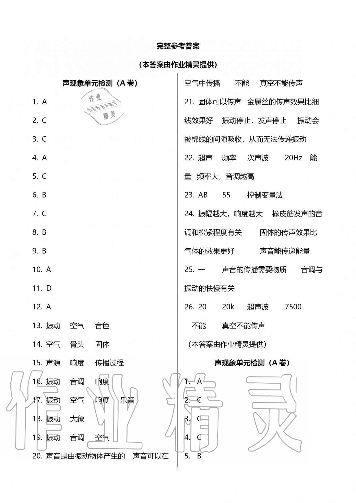 2020年陽光互動綠色成長空間八年級物理上冊蘇科版提優(yōu)版 第1頁