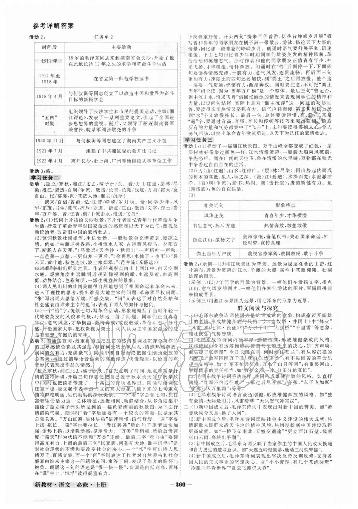 2020年金版教程高中新课程创新导学案语文必修上册人教版 参考答案第2页