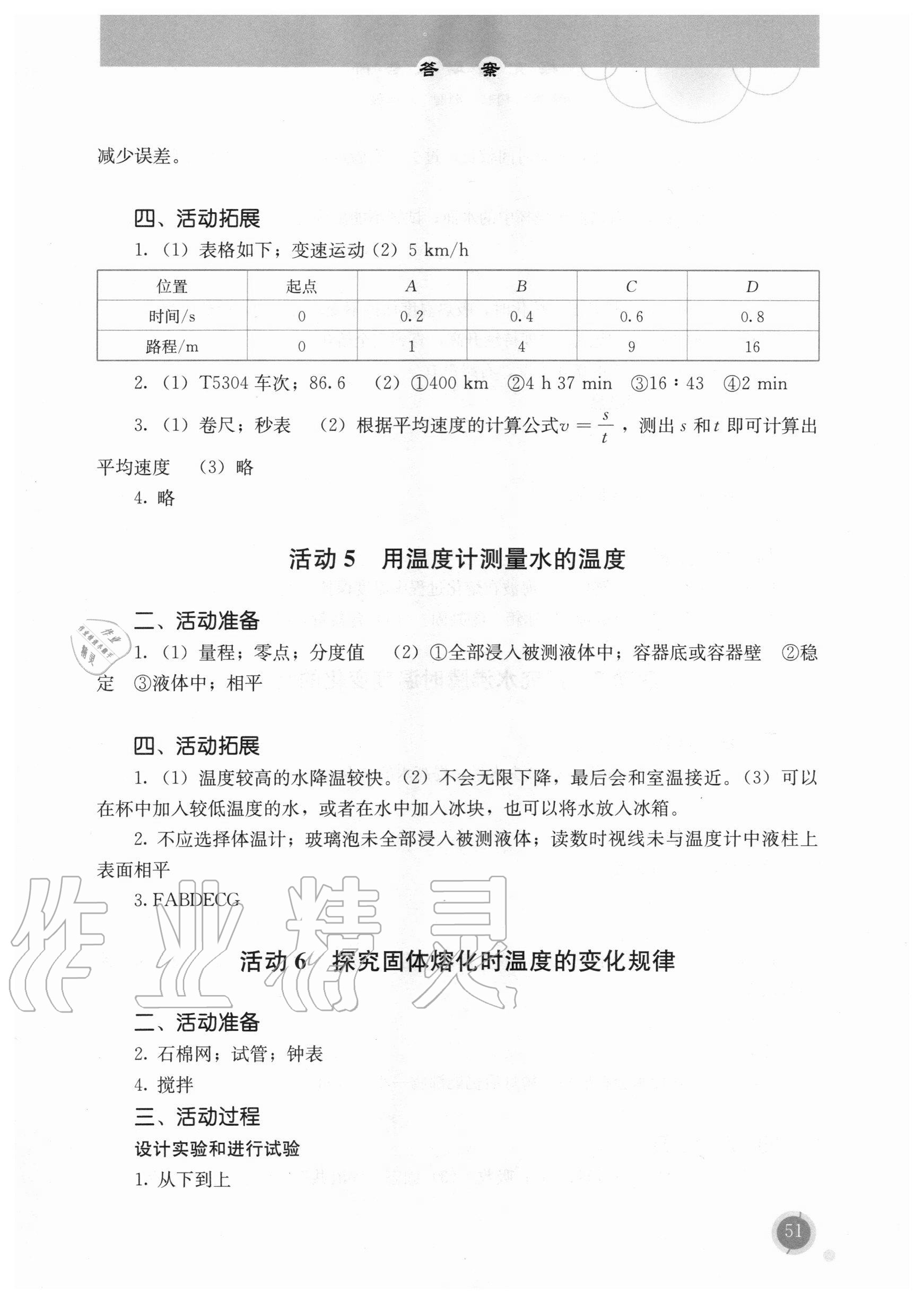 2020年探究活动报告册八年级物理上册人教版 第3页